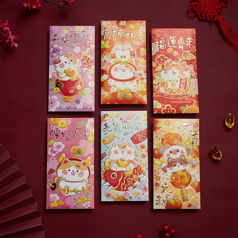 現貨🧨預訂🧨新年可愛卡通招財貓長方型利是封