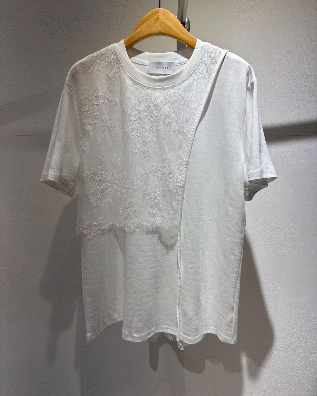 薄紗Lace拼接短袖tee