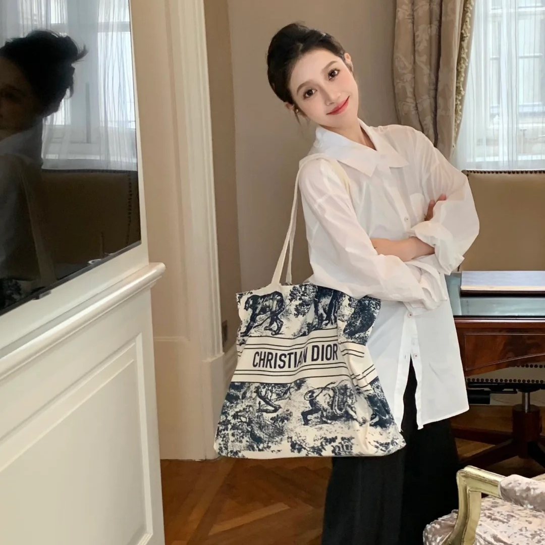 Dior 經典動物園帆布購物袋Tote Bag