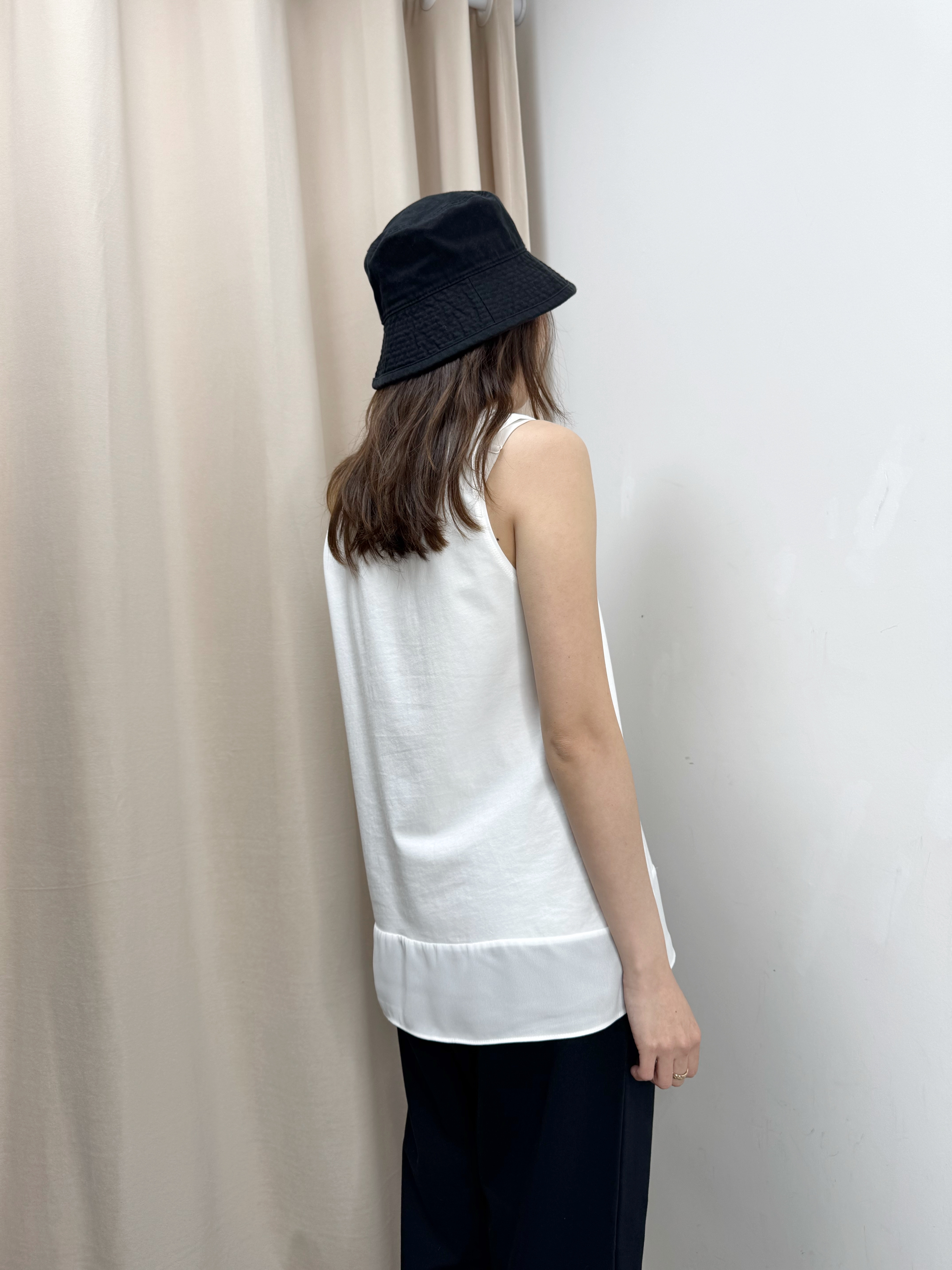 拼雪紡下襬背心（4色）