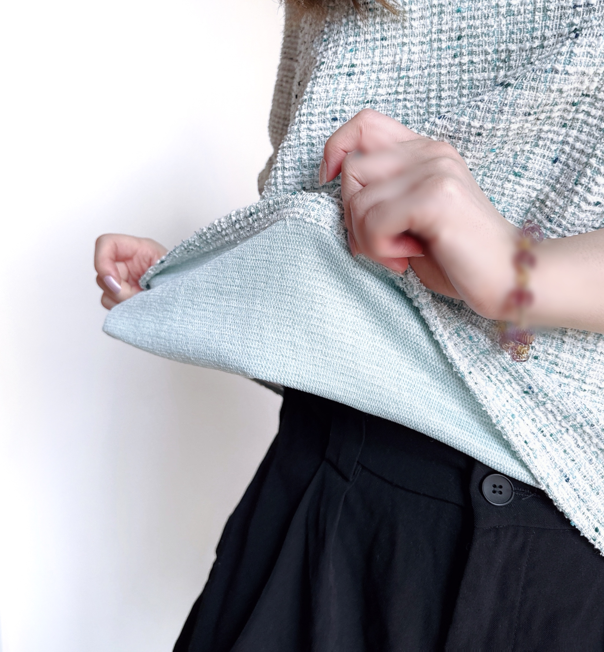 小香風tweet 料Top - 水藍