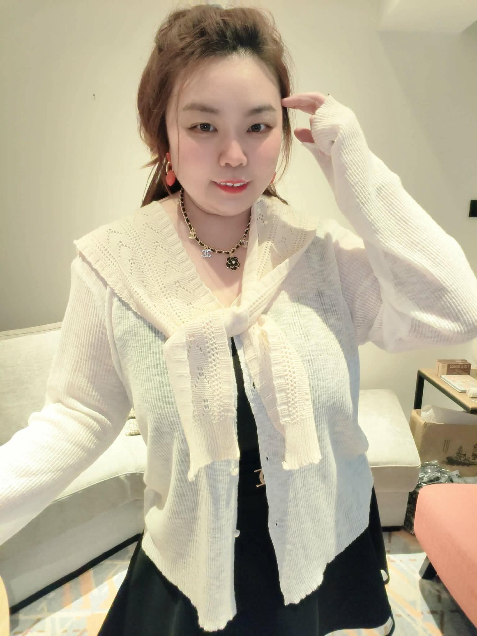 YPB03 058 人字纹镂空钩花小披肩假领子（⚠️不包括上衣）