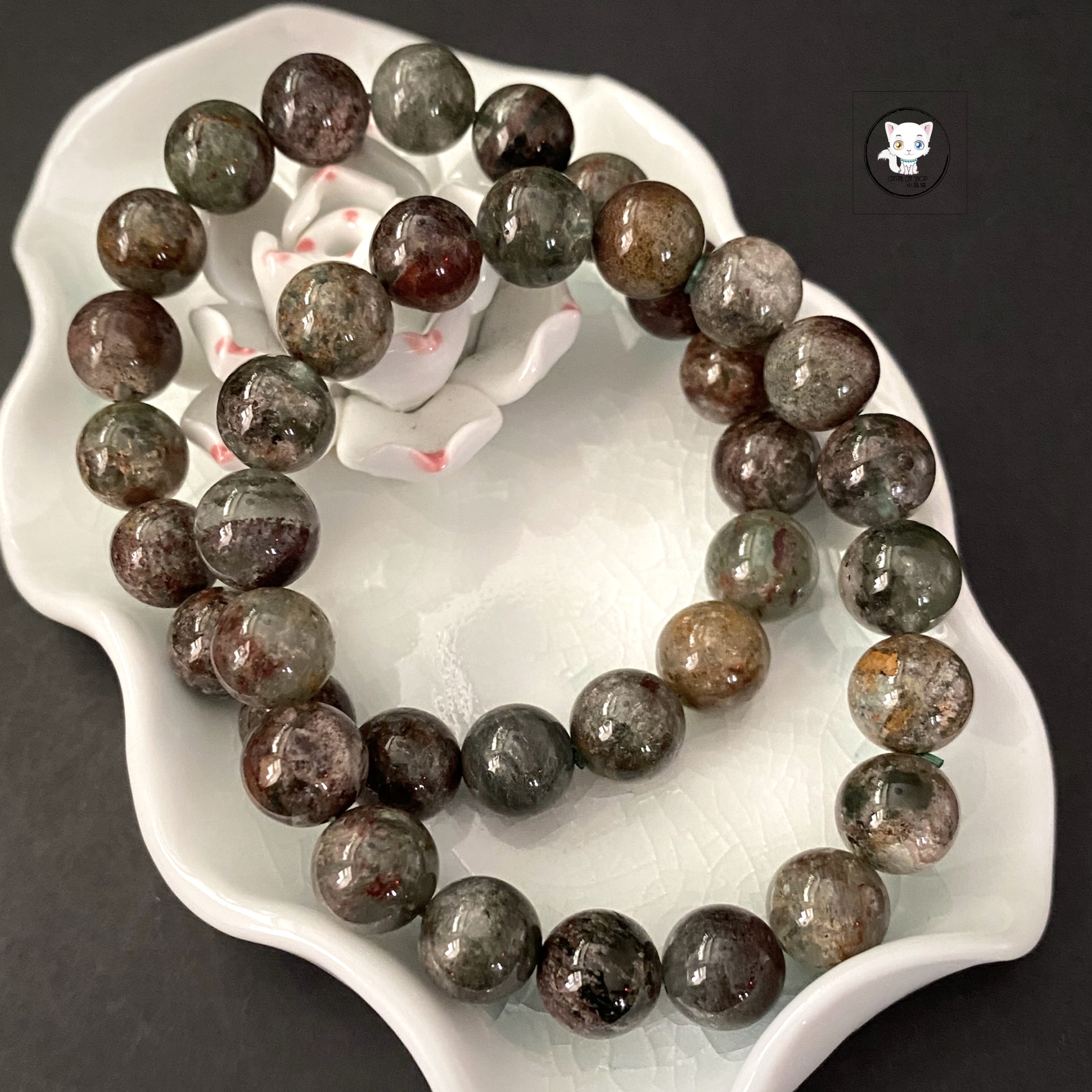 紅綠幽靈水晶手鏈 10mm