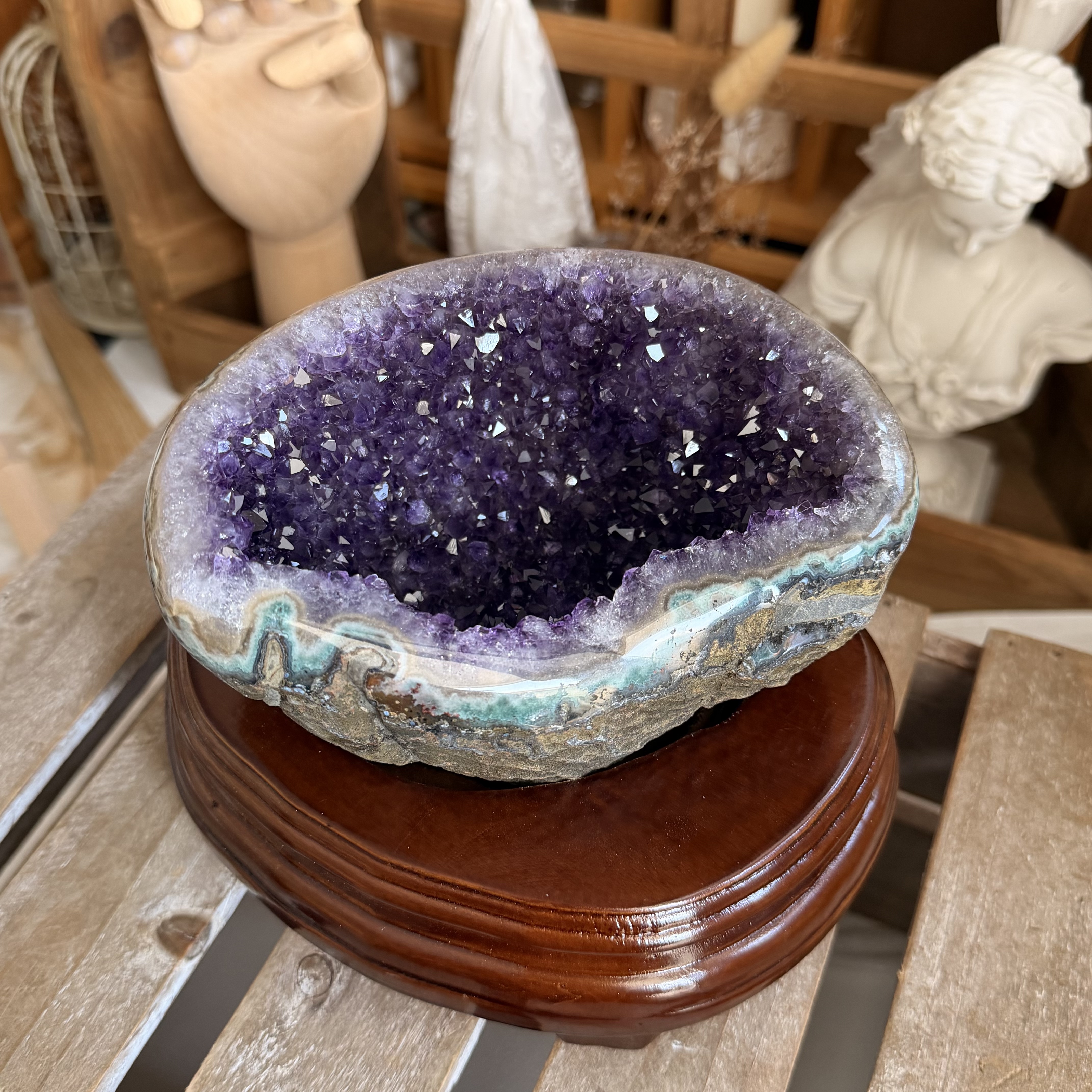 原皮紫晶錢袋子（包底座）