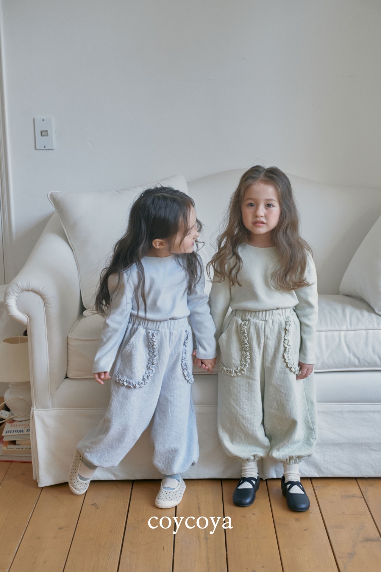 🌸預訂 韓國直送🌸🇰🇷COYCOYA兩色荷葉邊口袋寬鬆運動褲