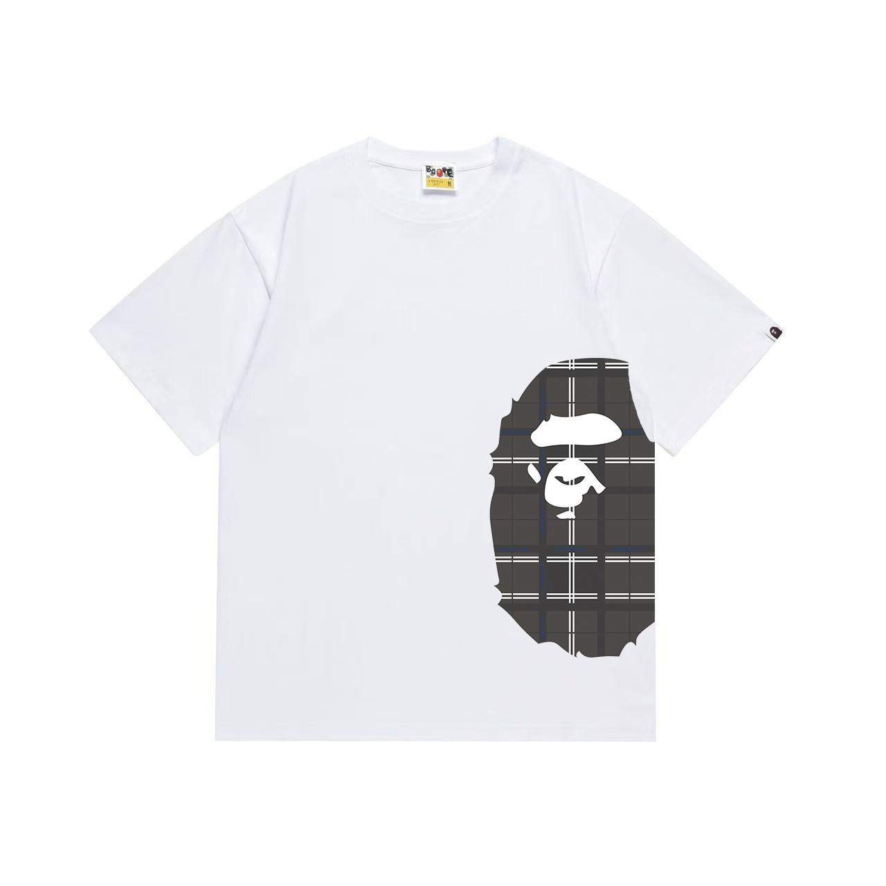 Bape Logo Check Side Big Ape Head Tee