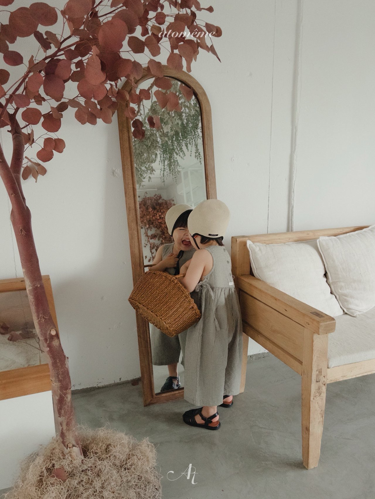 Atomeme | stripe jumsuit(Ivory XL100-110) 