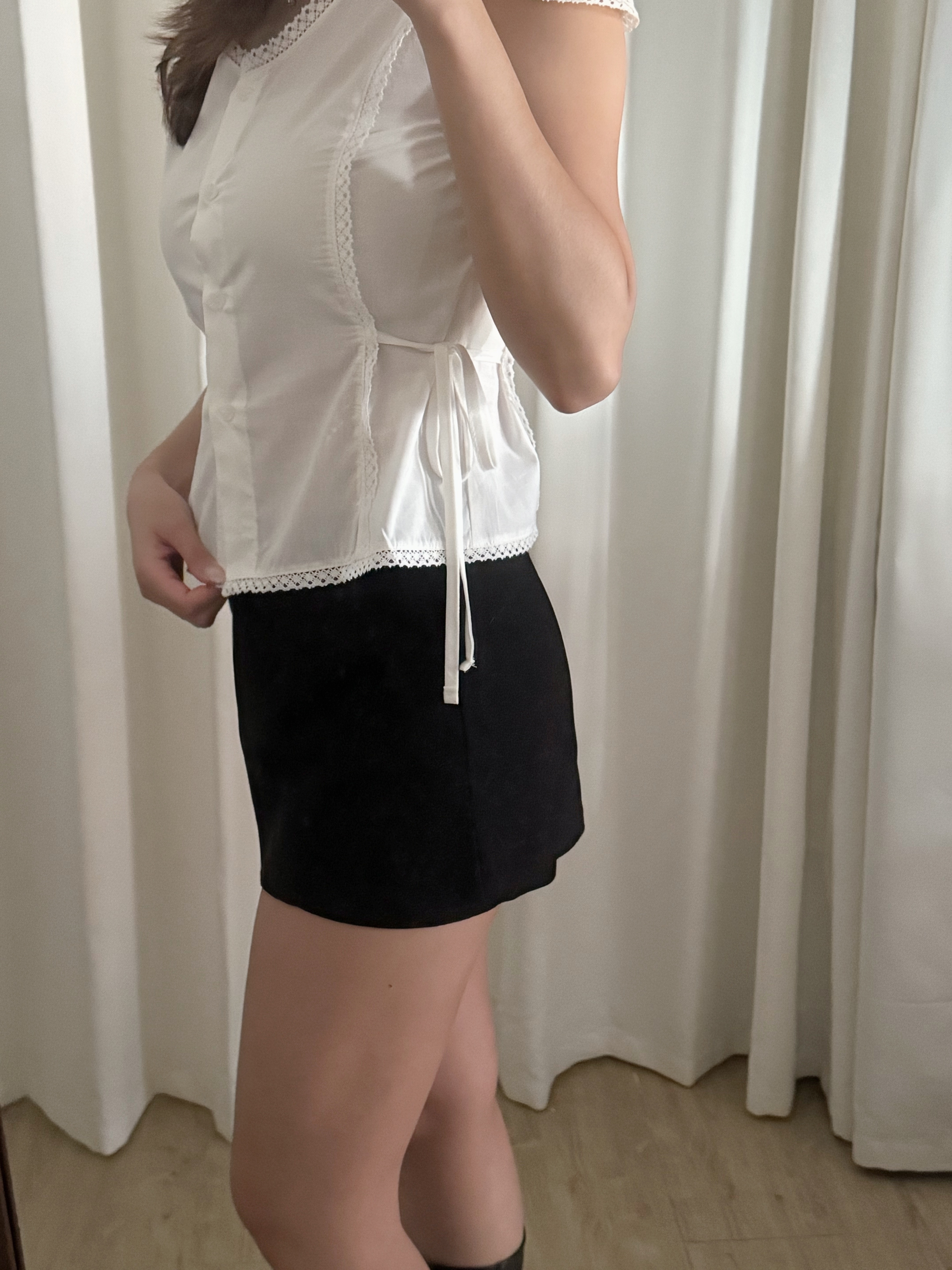 仙女Lace公主袖短袖上衣