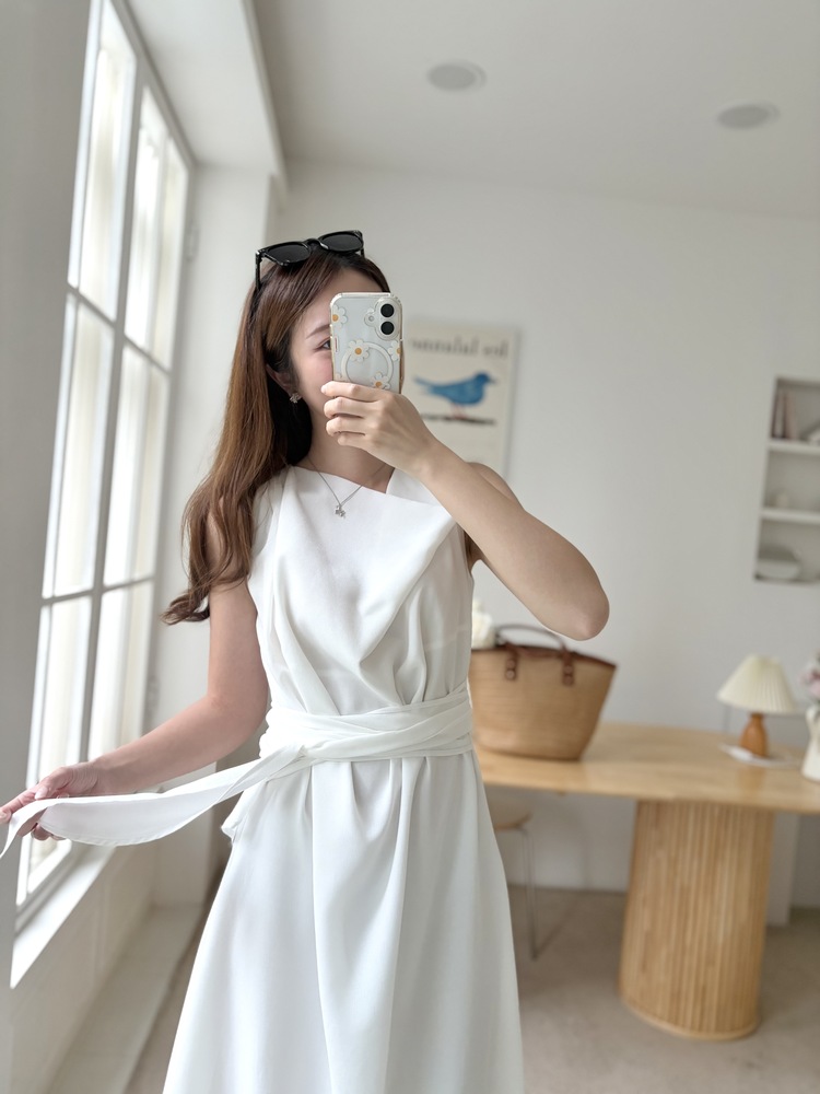 Athena Drape Dress (White)
