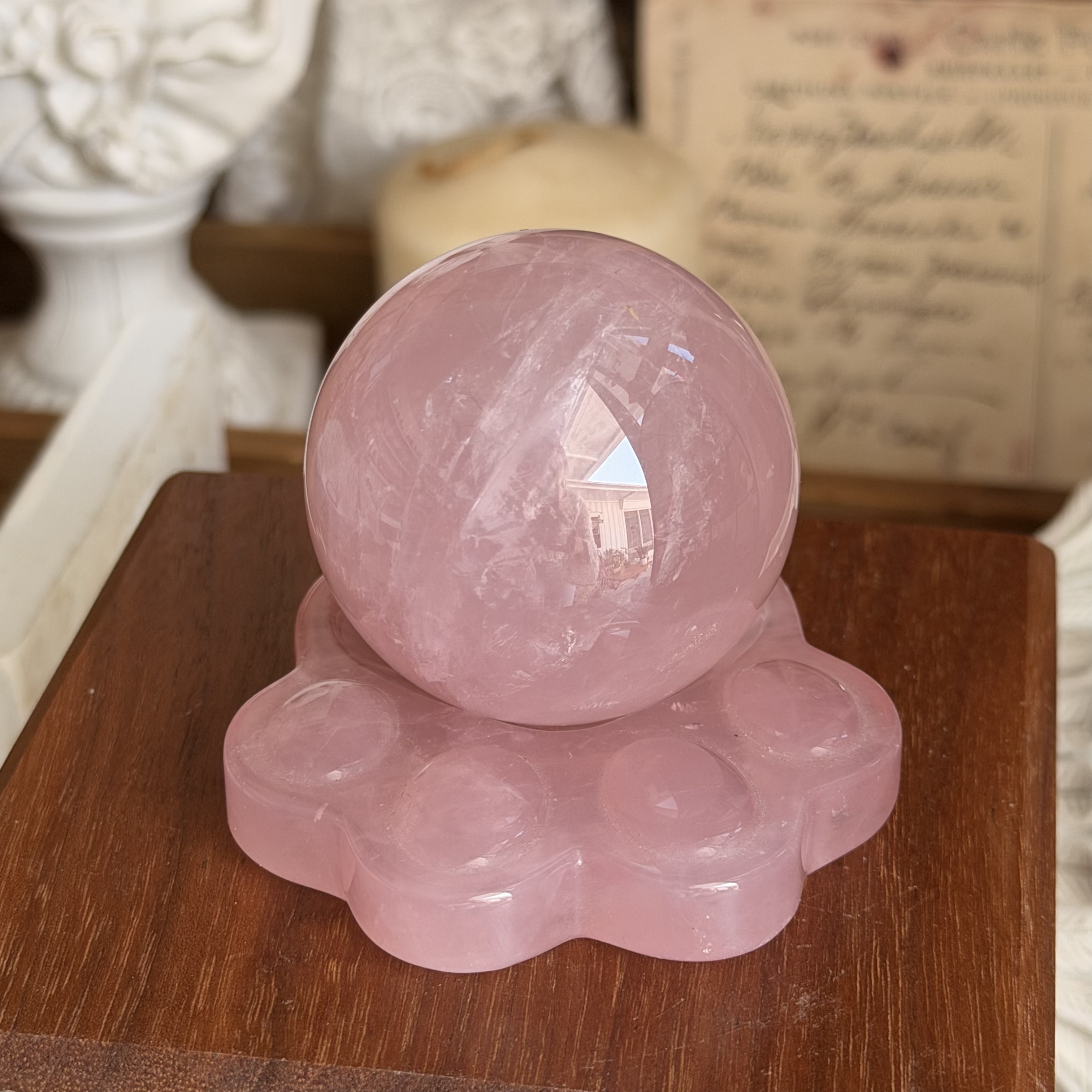 粉晶球+粉晶底座