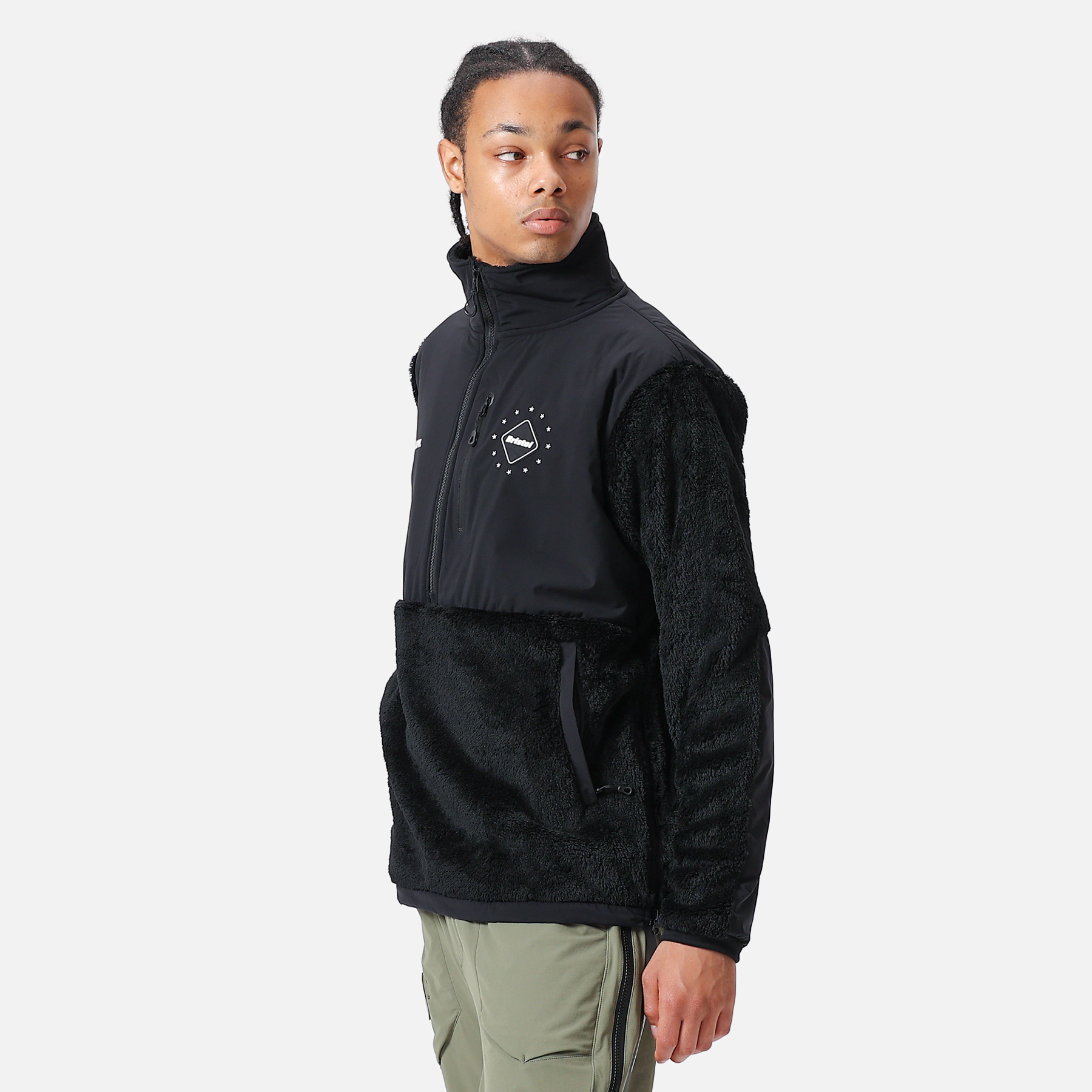 FCRB 2022 AW POLARTEC FLEECE HYBRID HALF ZIP BLOUSON / BLACK / L 