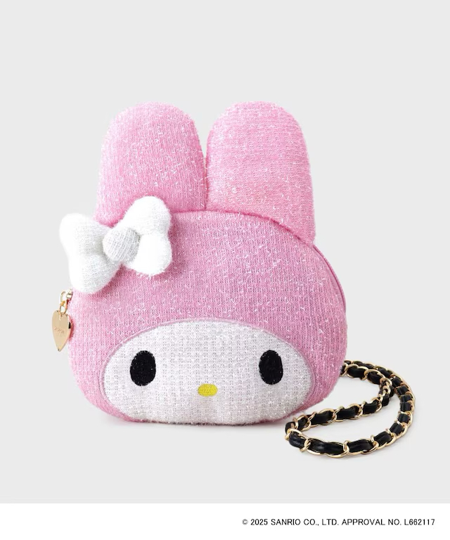 日本服裝品牌-OPAQUE.CLIP X MELODY KUROMI 閃閃斜孭袋/化妝袋