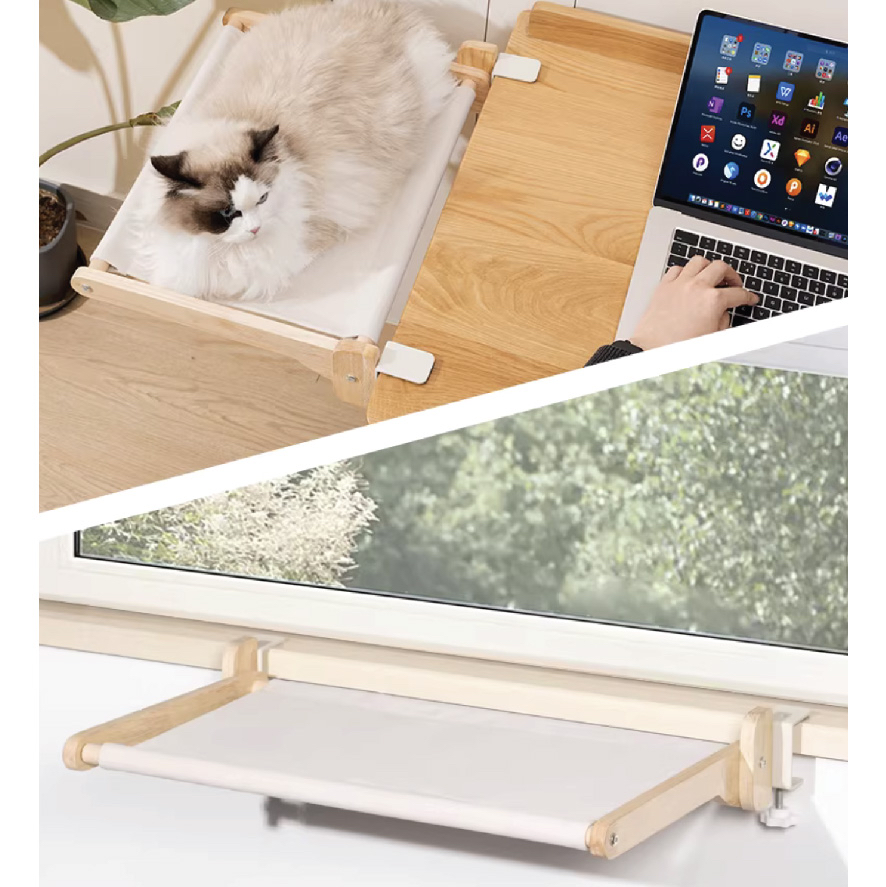 書桌上編織貓吊床