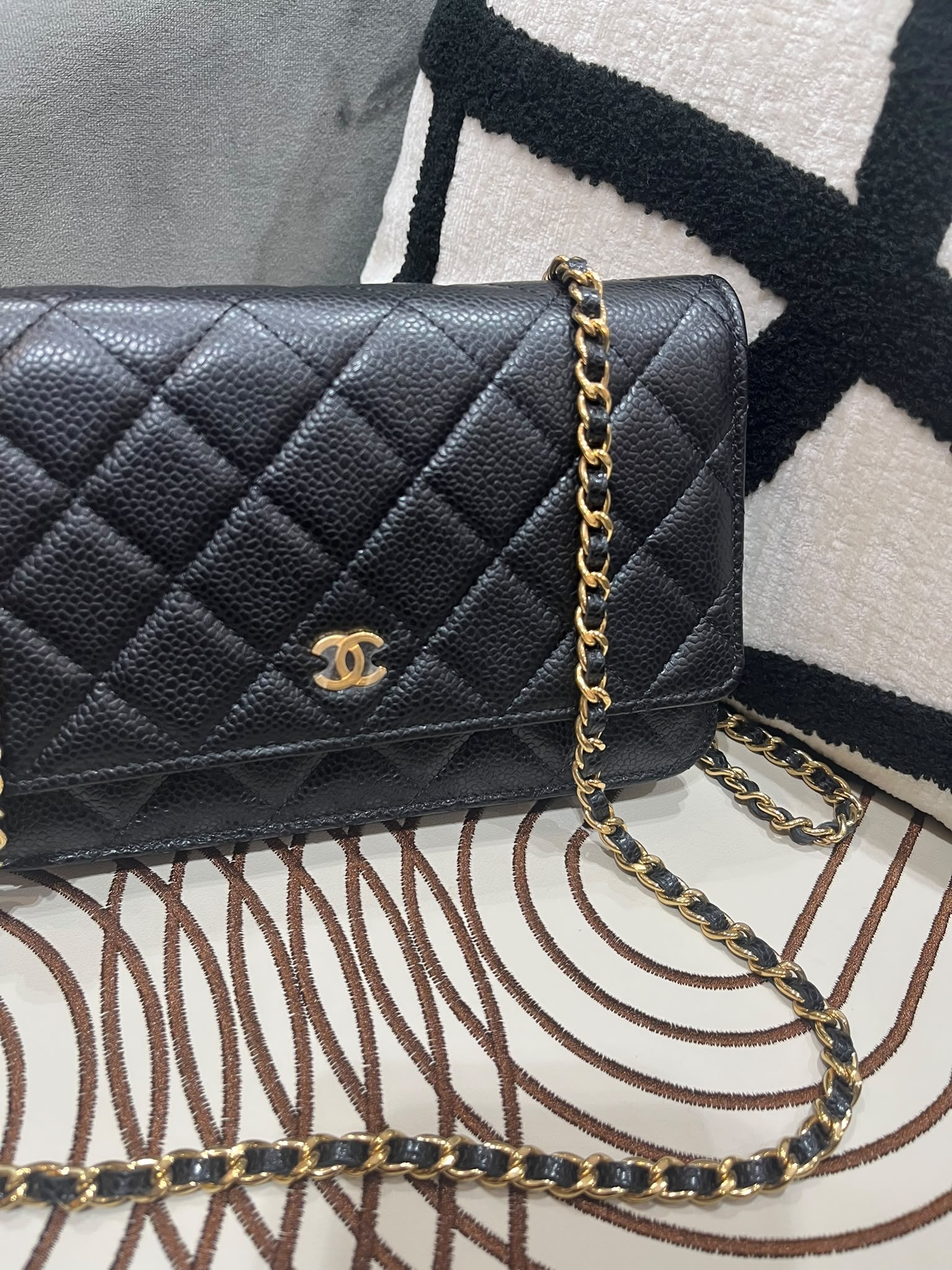 Chanel Wallet On Chain 黑色荔枝牛皮金鏈 100%Authentic, 99%New ✅晶片 ✅Dust bag ✅Box