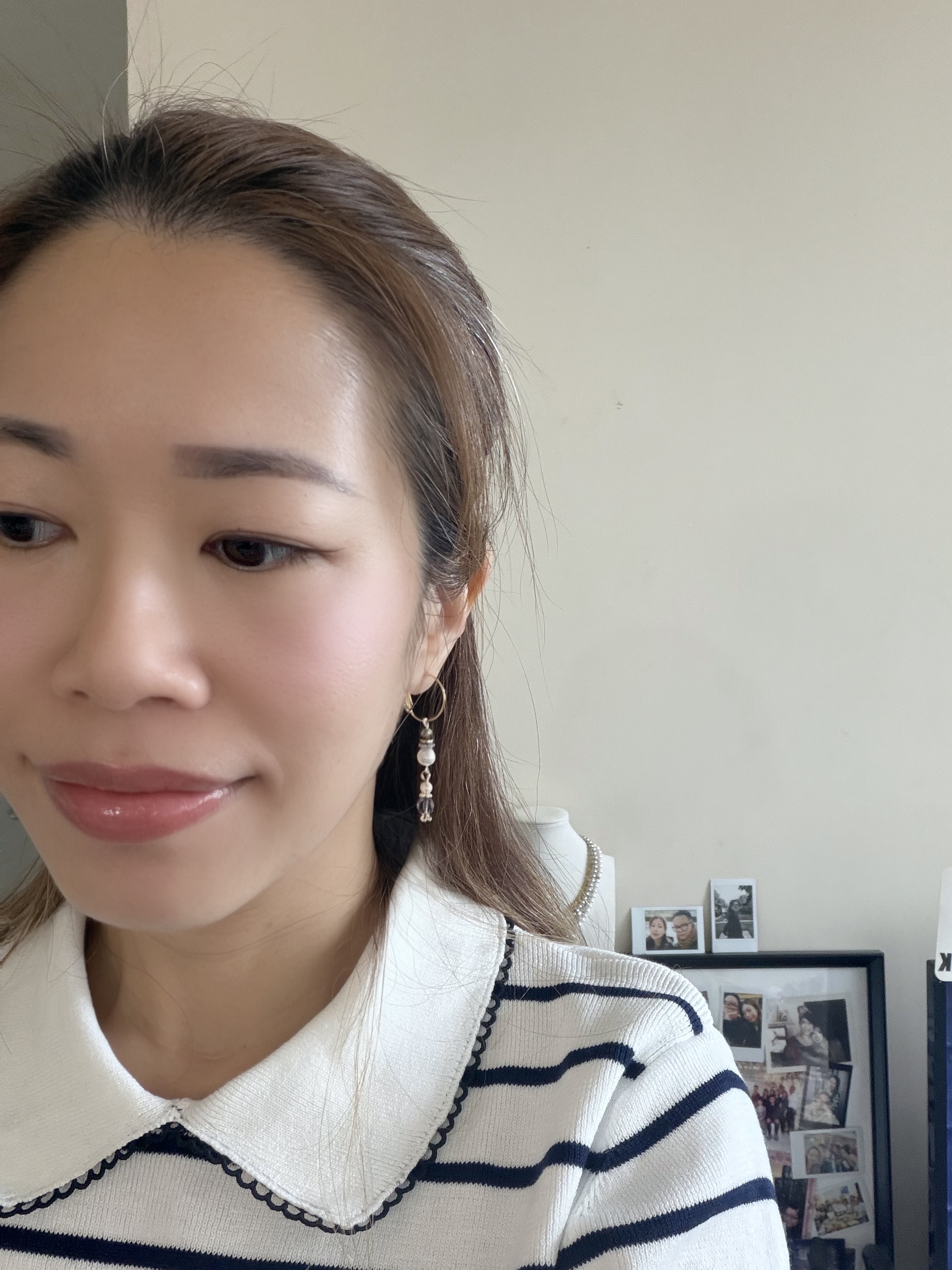 復古款水晶勾款耳環/紫羅蘭x金色