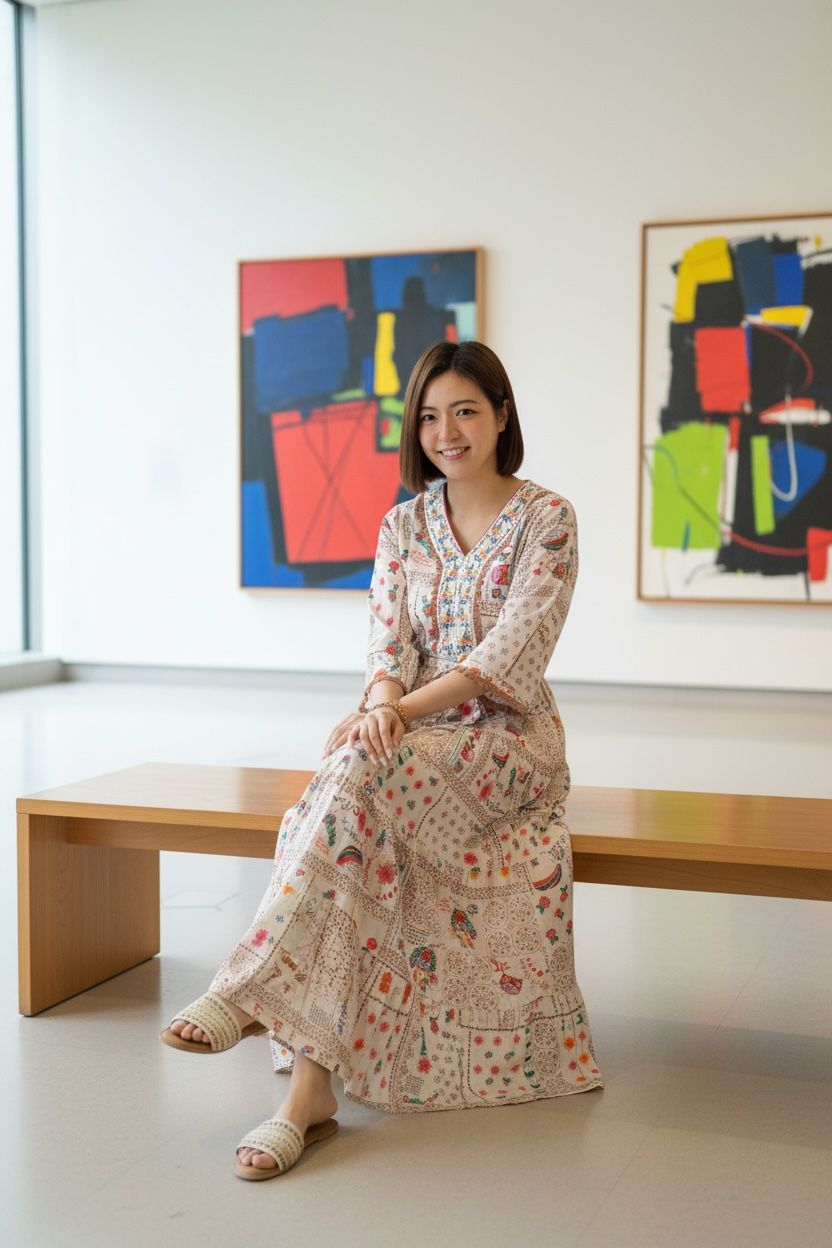 1617 White Patch Pattern Y Neck Ribbon Belt OP 51"