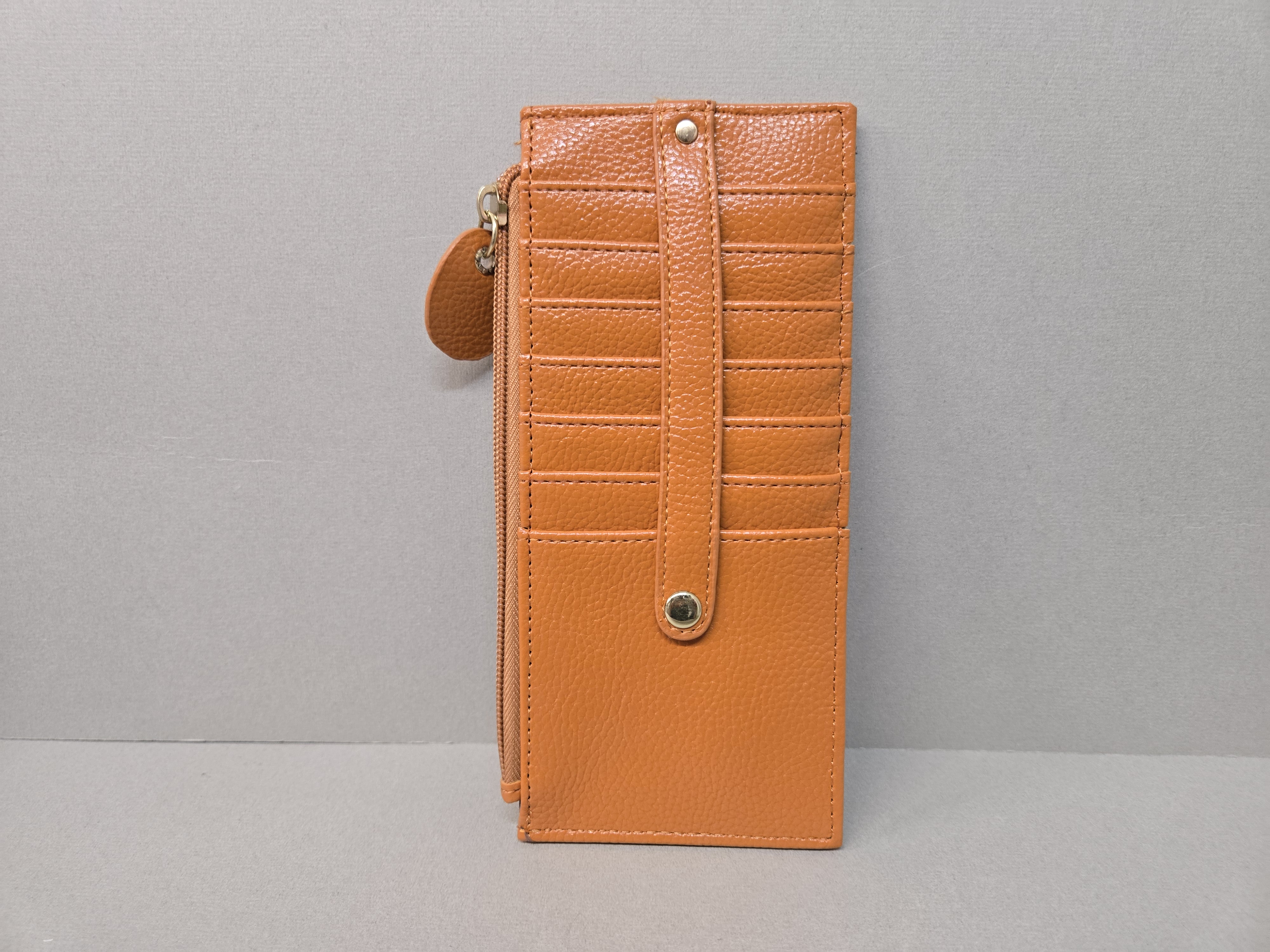 淺啡色刺繡貓咪咭套及銀包兩用