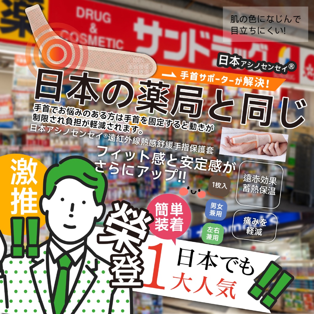 YW260149 - 日本アシノセンセイ®遠紅外線熱感舒緩手指保護套