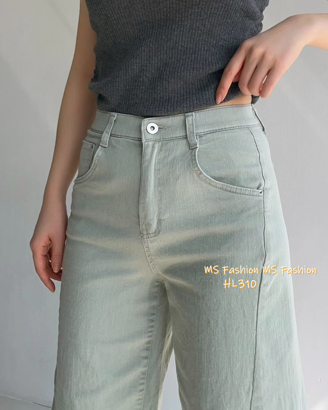 HL310 韓國🌼Howluk8分拼接彈力棉闊筒牛