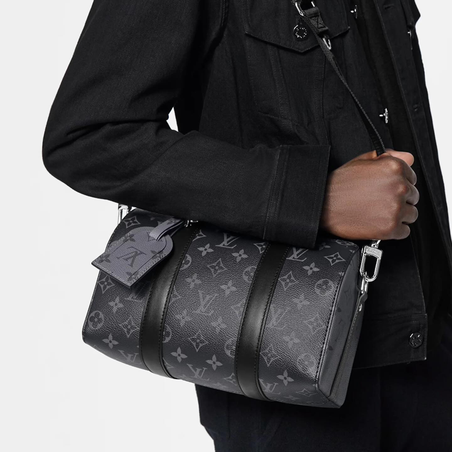 LV 🤍PRE OWNED City KeepAll 黑色老花 晶片款 全套有盒🖤