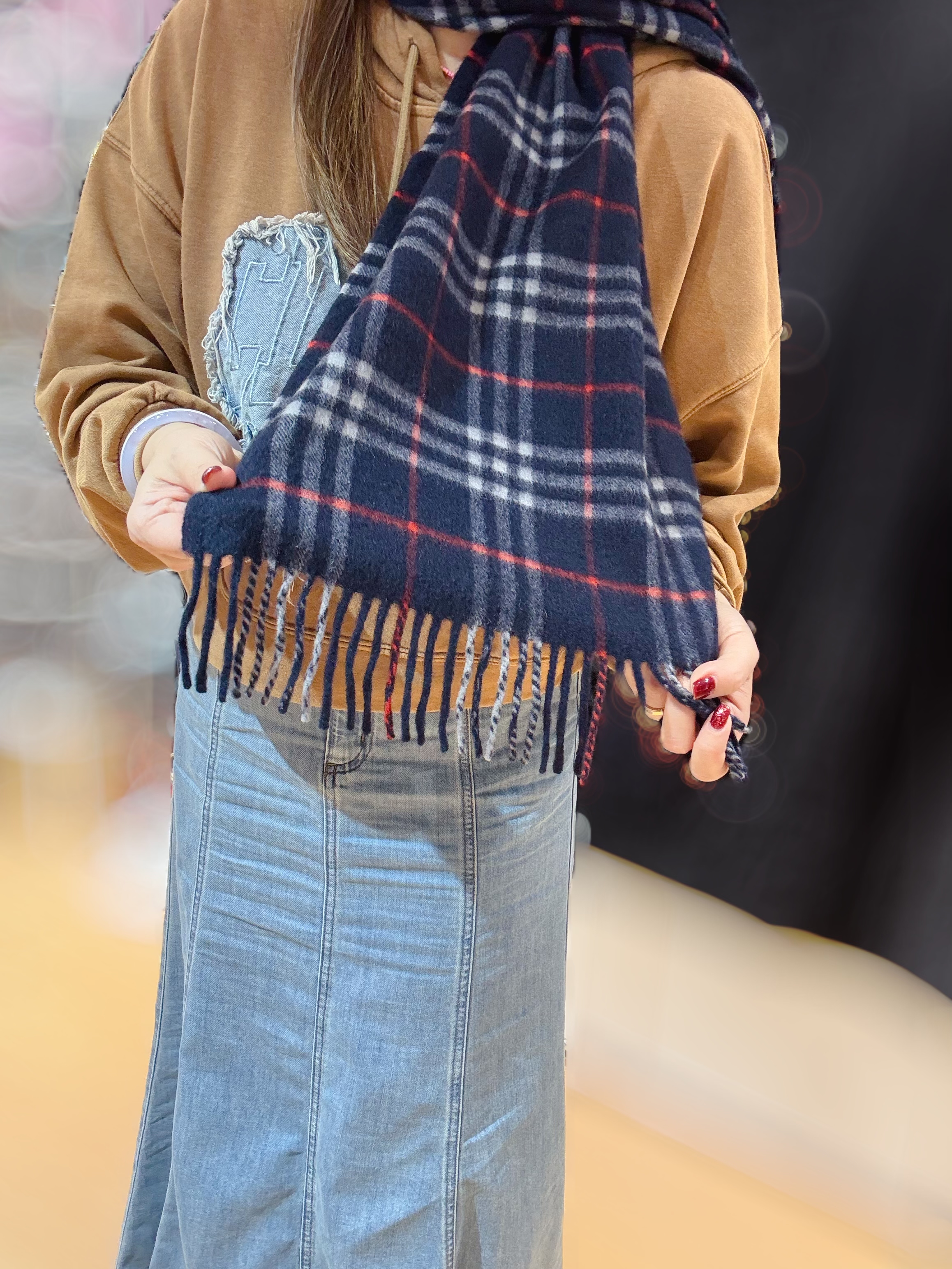 Burberry scarf short/check/navy