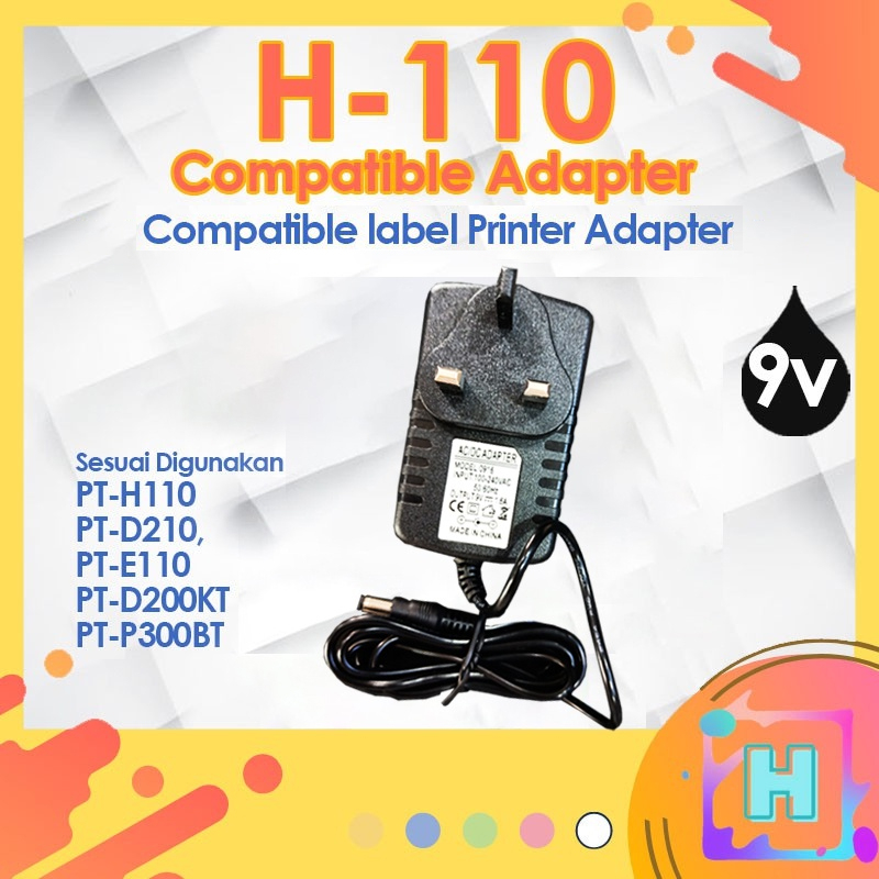 Compatible Label Printer Adapter 9V 12V power supply charger UK plug for H110 D450 D210 D600 E300VP P700