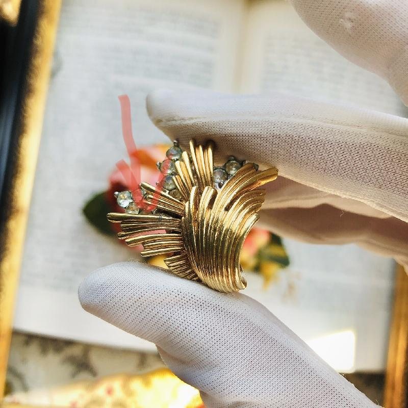 Rare! C.a. 1950-60s Marcel Boucher Rose Gold and Silver Tone Two Layered Floral Clip Earrings (MT1864)