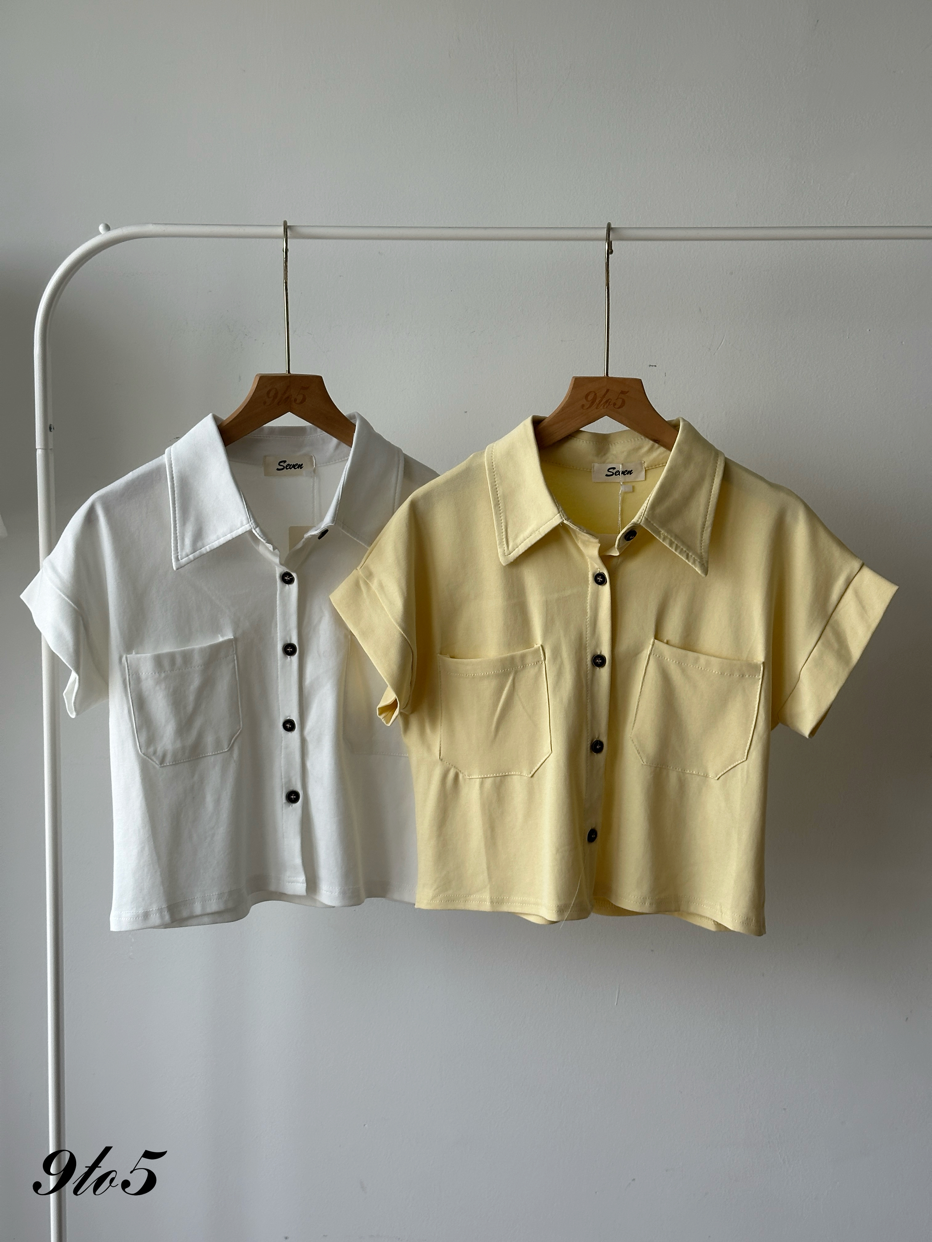 T4277 Short Sleeve Crop Shirt - 4 Colors 