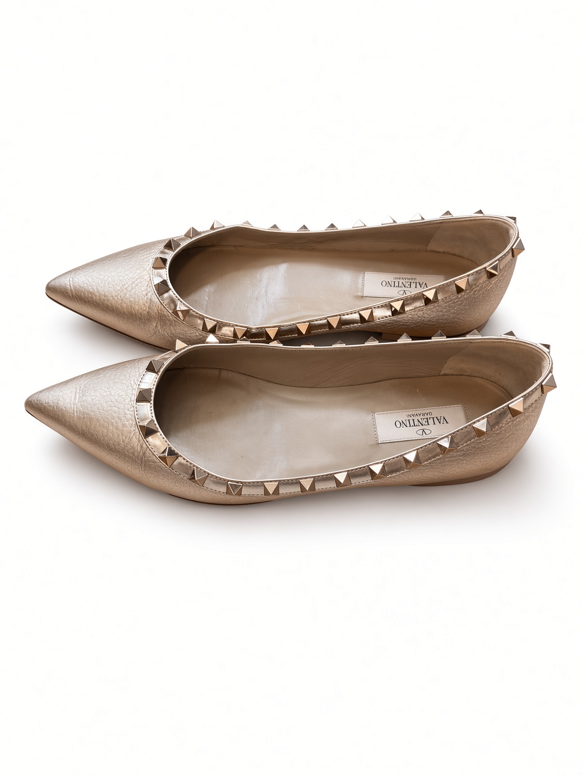 ［Preloved] Valentino Garavani Rockstud rose gold pointed flats