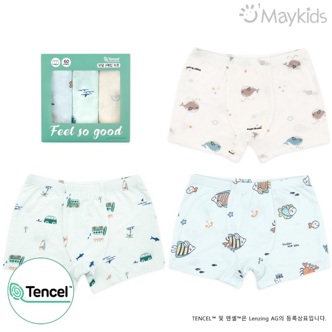 Maykids 天絲內褲三件裝 (Ocean Friends)
