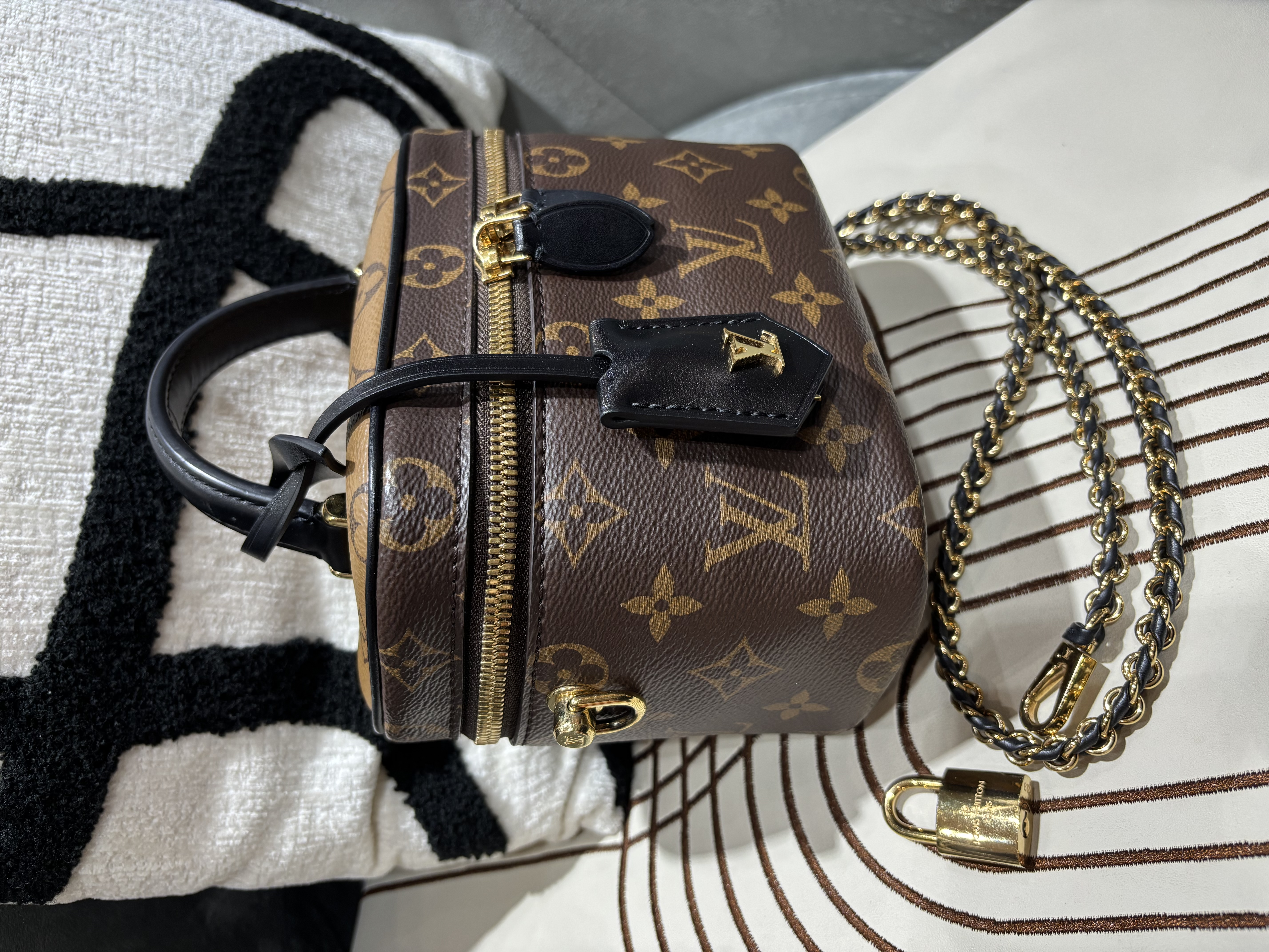 Lv Vanity PM Vanity Case M45165, Monogram Reverse 100%Authentic,92%new  ✅key lock ✅dust bag  