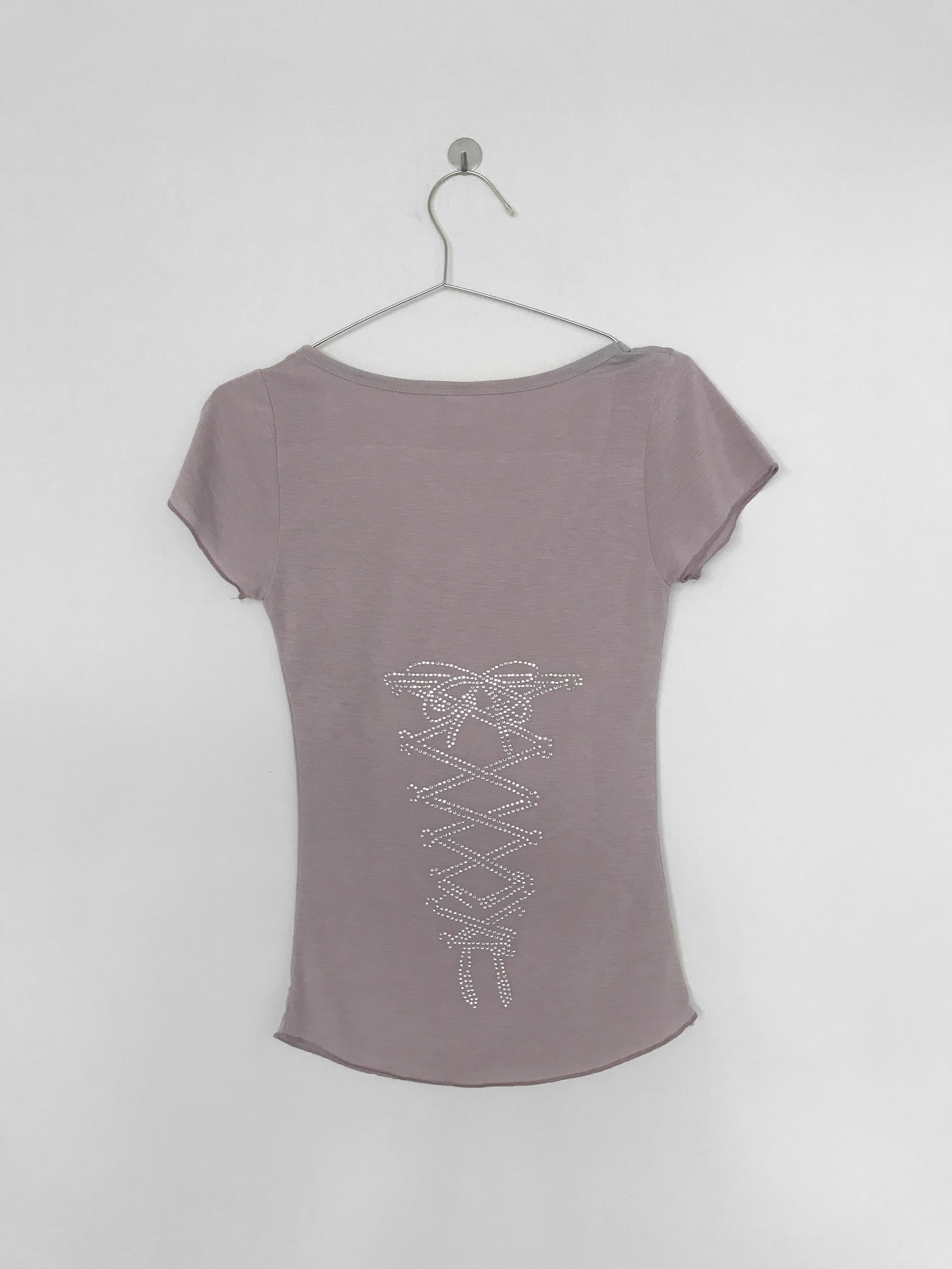 Rhinestone Lace-up Fitted Tee