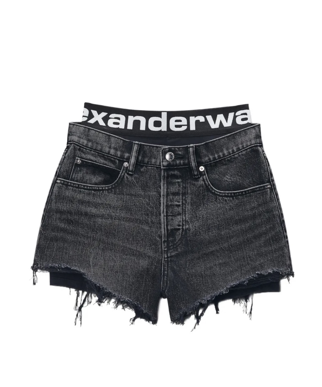 Alexander wang logo-waistband frayed mini shorts