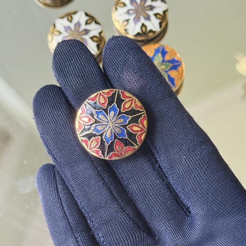 Vintage 1980s NONY New York Cloisonné Enamel Button Cover/ Button Clip (MT2095)