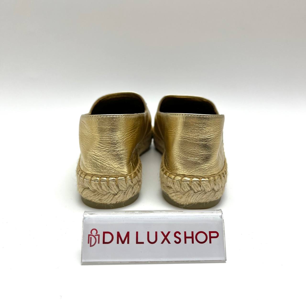 Chanel Metallic Gold Espadrilles with Black Canvas 