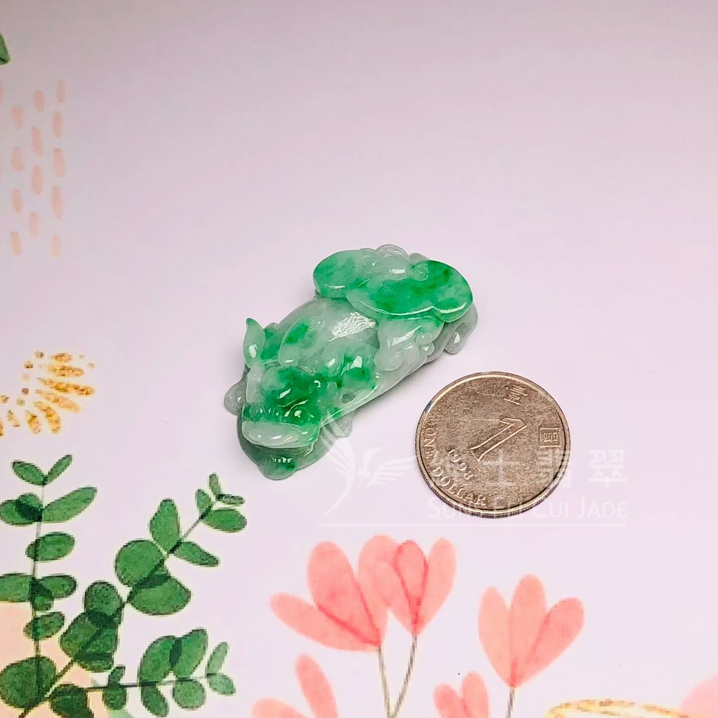 翠色花青貔貅 - 1