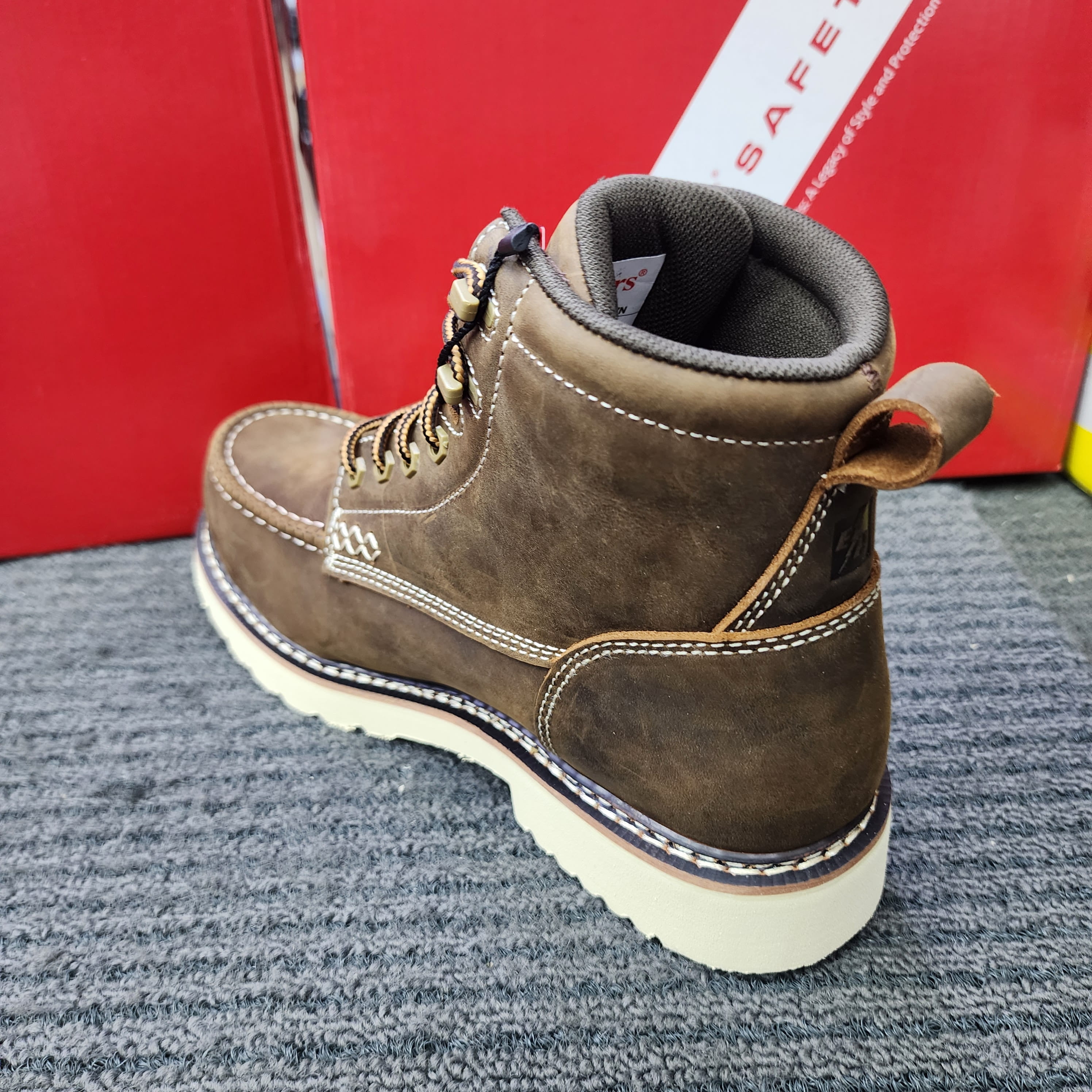 KicKers safety Shoes 2840 Mid Cut Lace up Goodyear Welt Brown Heavy Duty