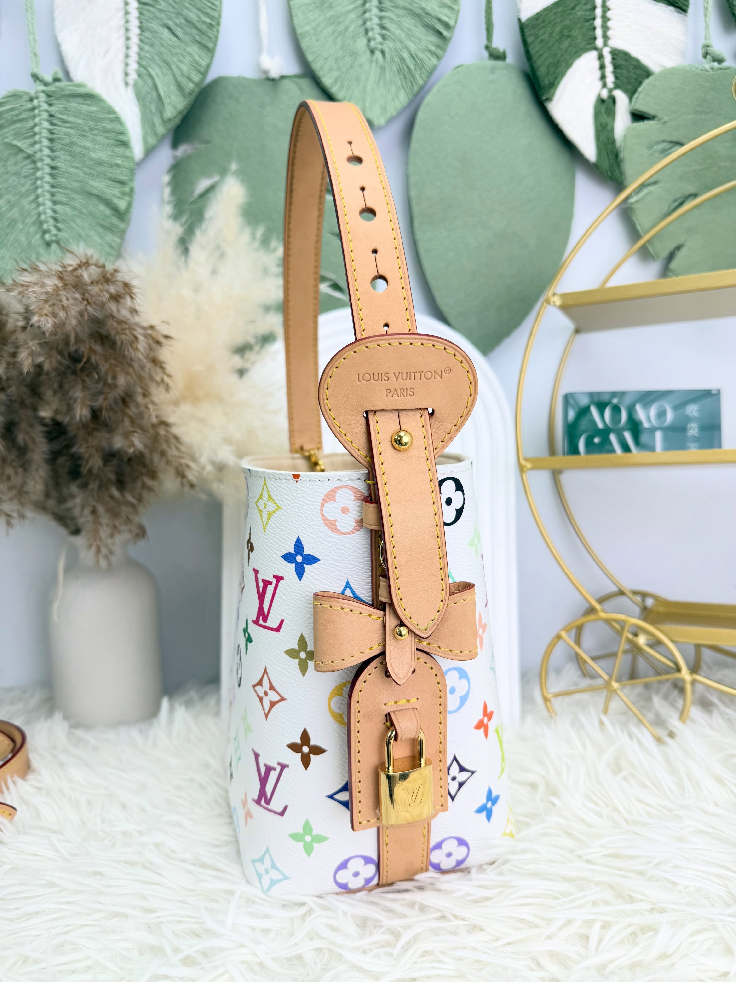 Lv👜 PRE OWNED 🛍️村上隆 白三彩 allin bb 有兩條肩帶 全套 🤍🩷💙