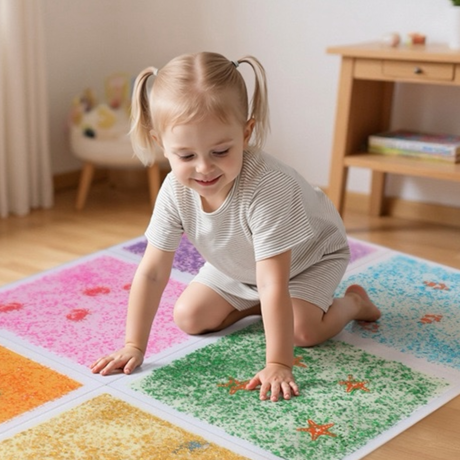 觸感顏色水墊（金粉小動物）30x30cm(一套6片）