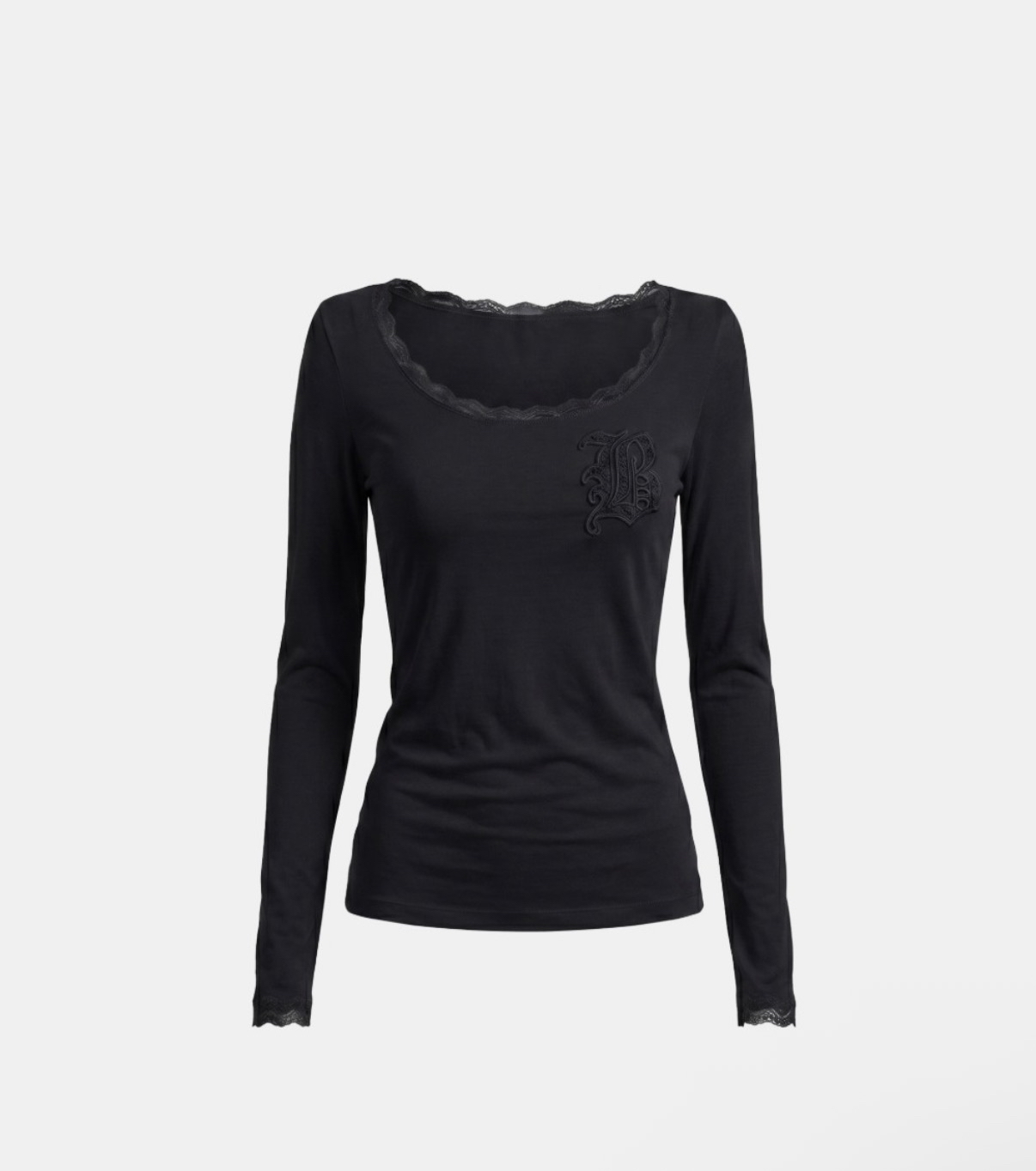 BADBLOOD新款 [w-tee26-177] Lace Layered Loose-Fit Long Sleeve T-Shirt - Black