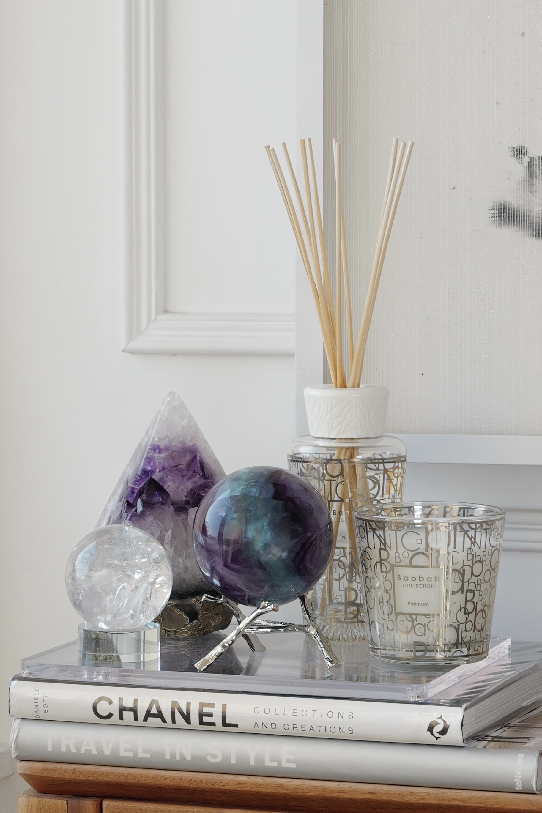 ༒1.1kg+ 8.4cm紫藍綠千層紋螢石球༒    FLa029H2MAG10FJ-RA3*6tm