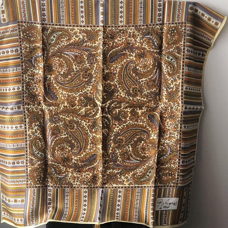 C.a. 1970s Paisley Pattern B Agnes du Paris Designer Neck Scarf(MT382)