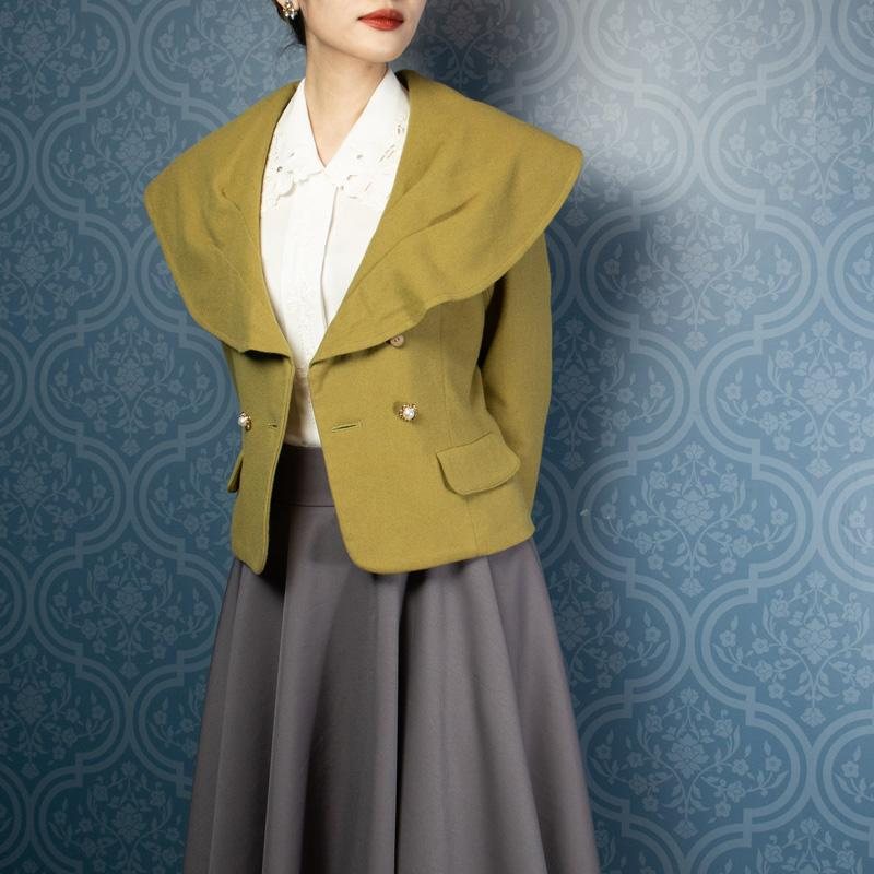 Vintage Made in Japan Elegant Lily Pad Collar Wollen Jacket(MU013)