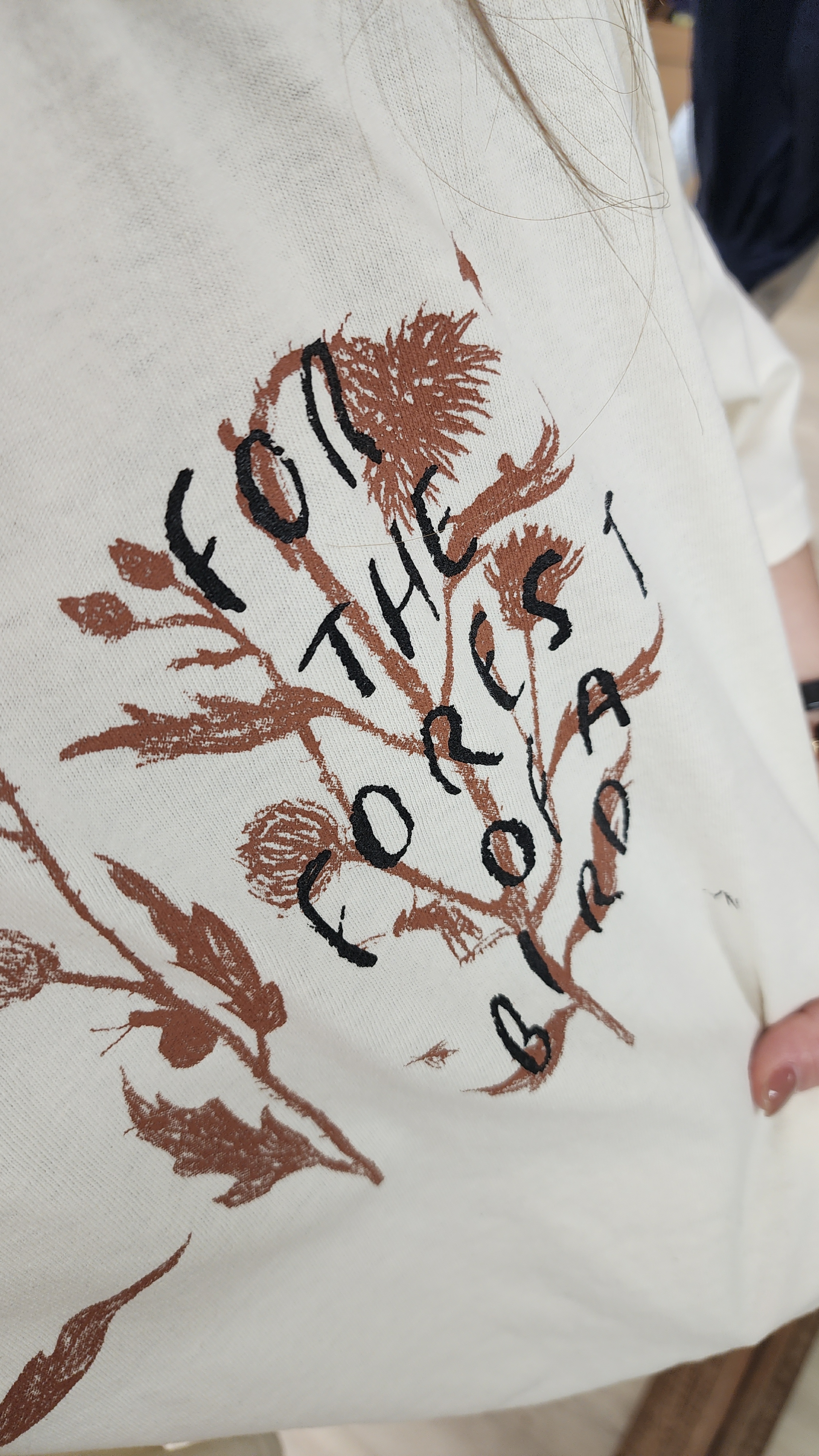 韓國米白花花字母印圖棉Tee