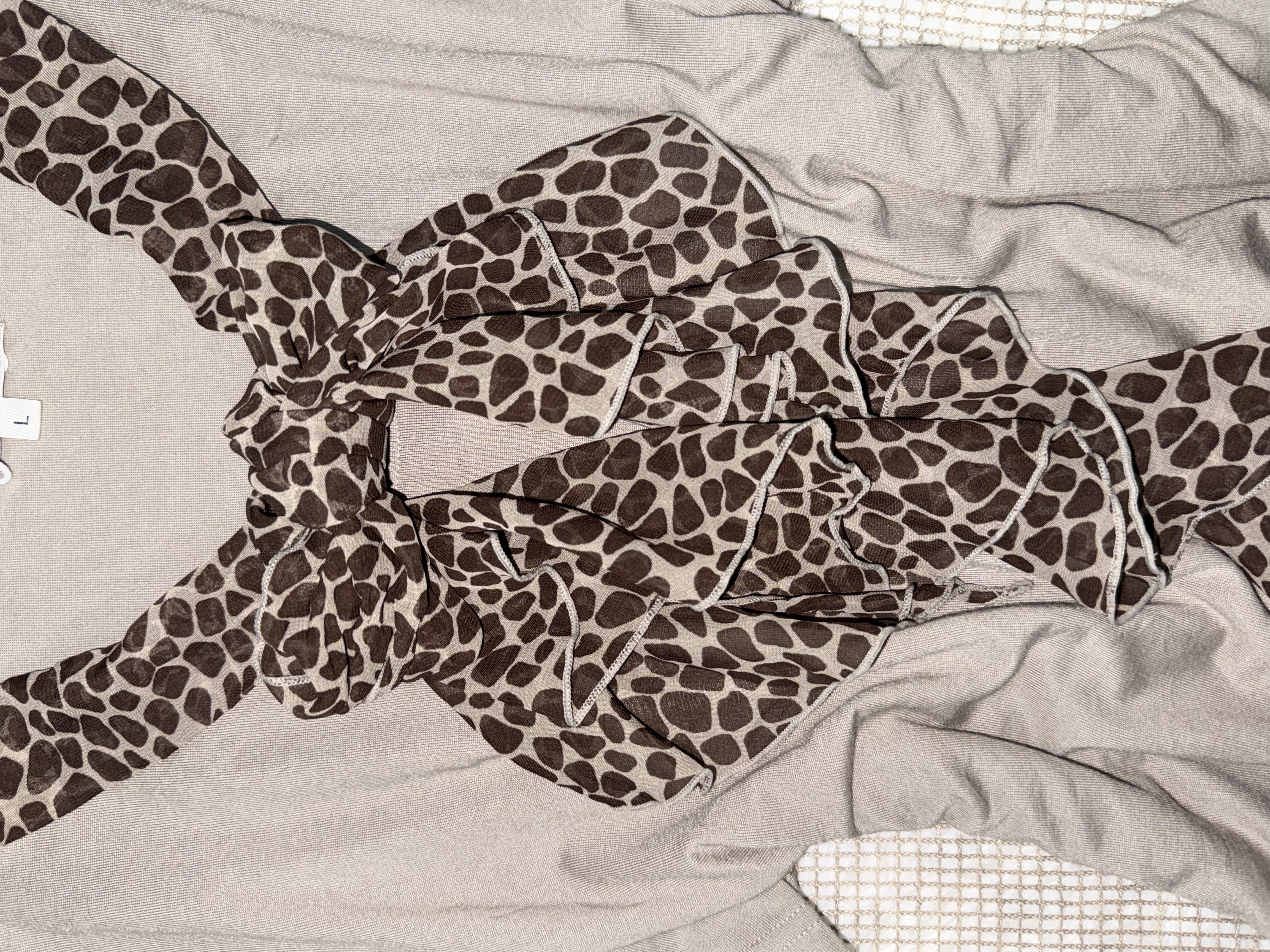 Leopard Ruffled Short-Sleeved Top