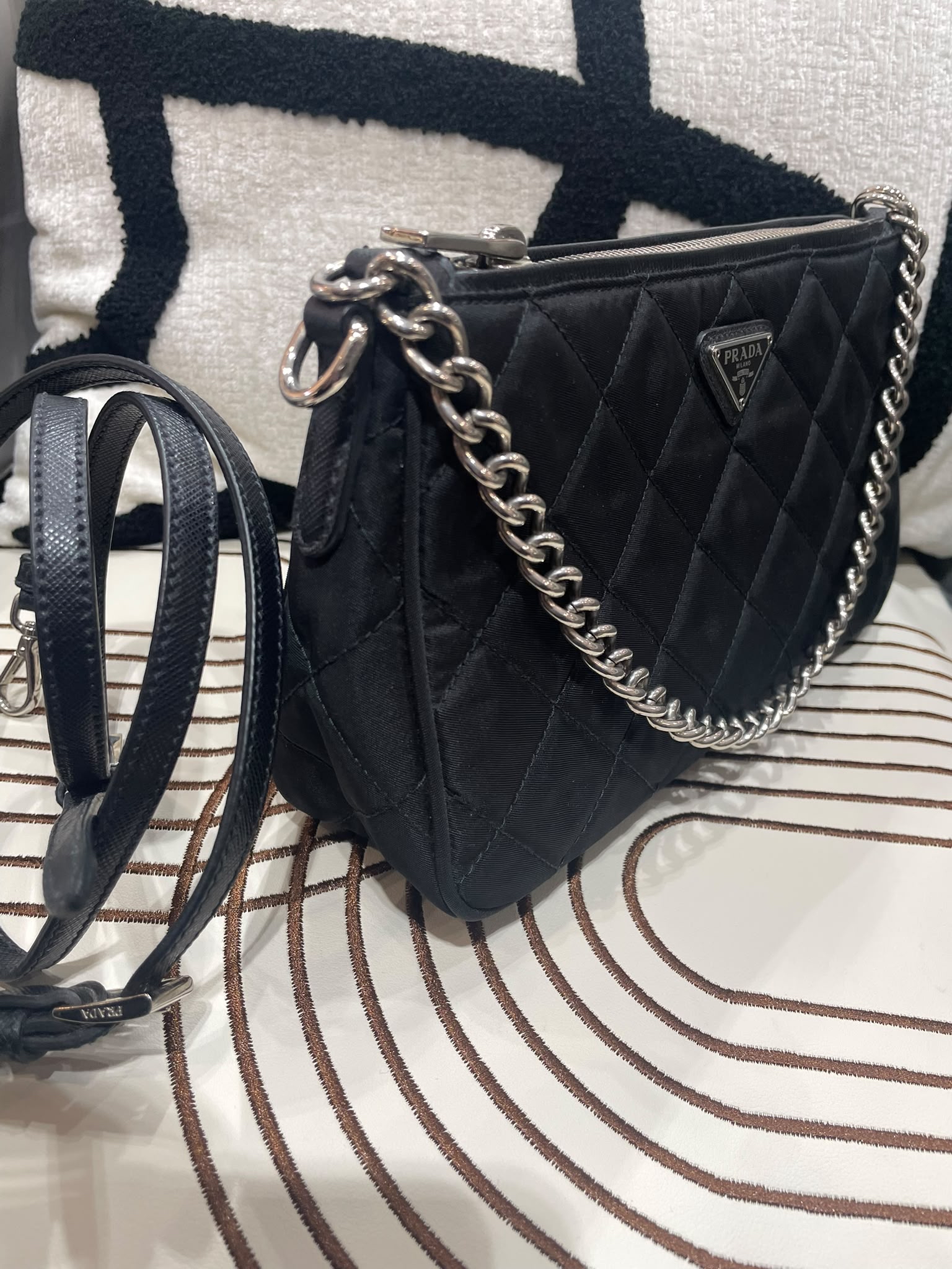 PRADA IBH026 Bandoliera Tessuto Impuntu re-nylon bag 100%Authentic, 98%New ✅Dust bag