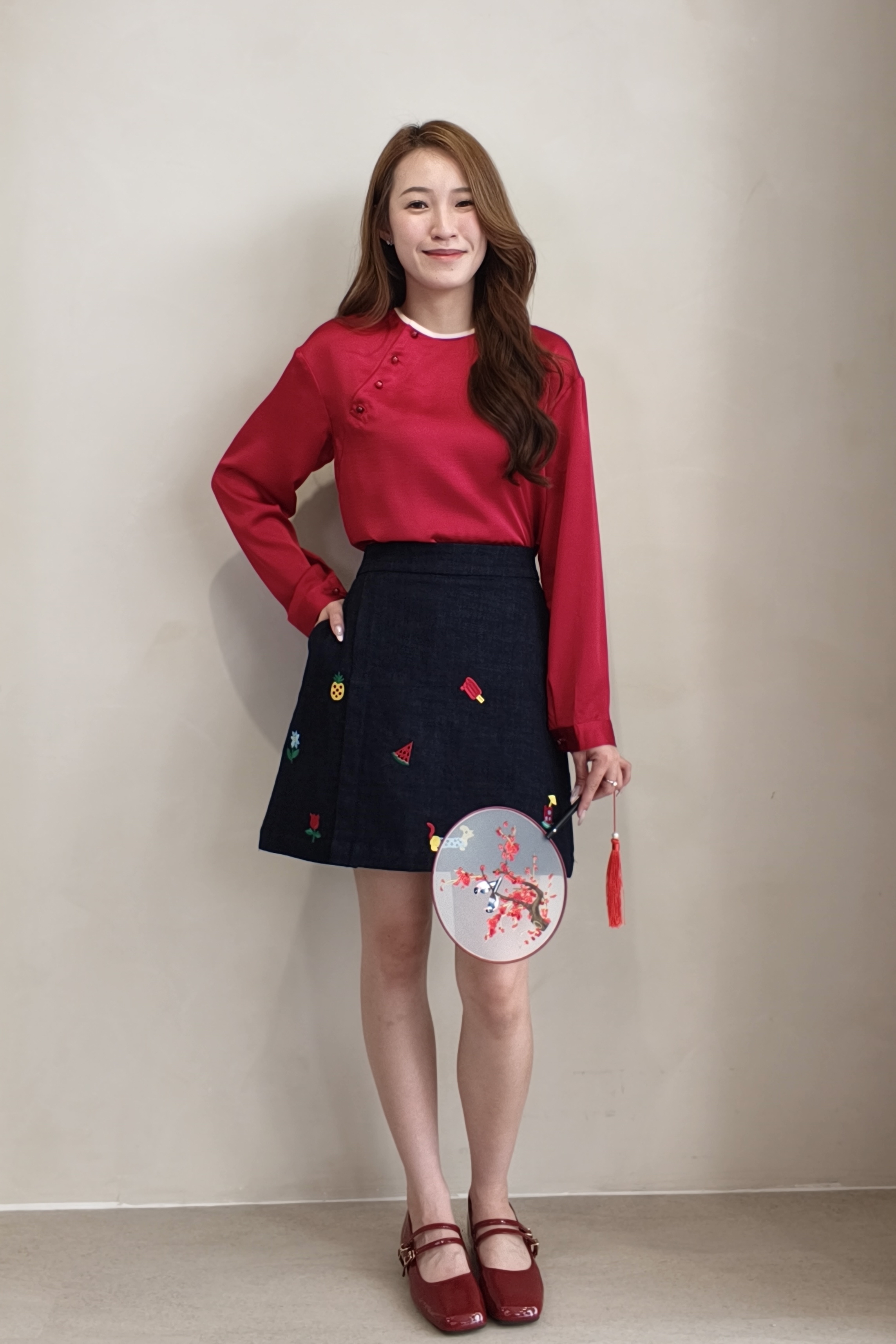 CB2779 Oriental Button Satin Blouse