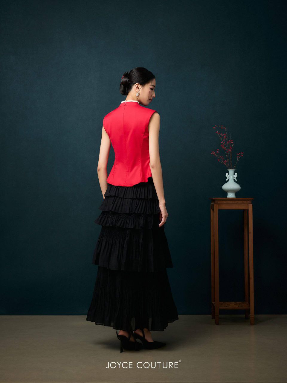 红色出袖显瘦旗袍上衣 T0760