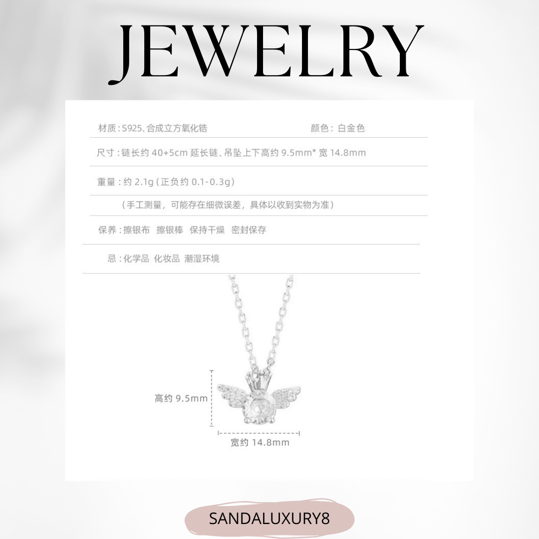 Elegant Silver Angel Wing Necklace 