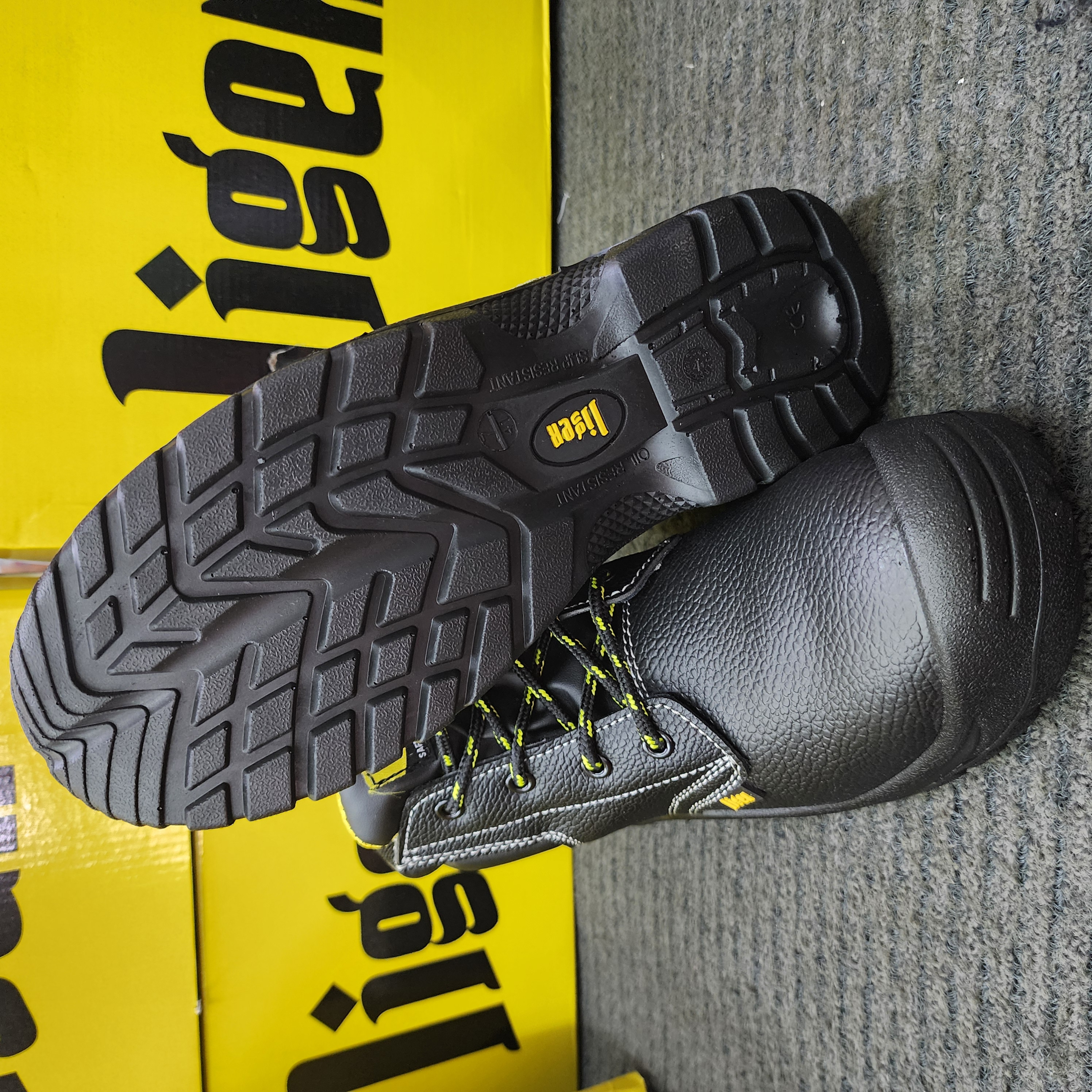  LIGER SAFETY SHOES 5.5'' INCHES LG-99 MID CUT LACE (SIRIM APPROVED) Black Rubber Kasut Keselamatan